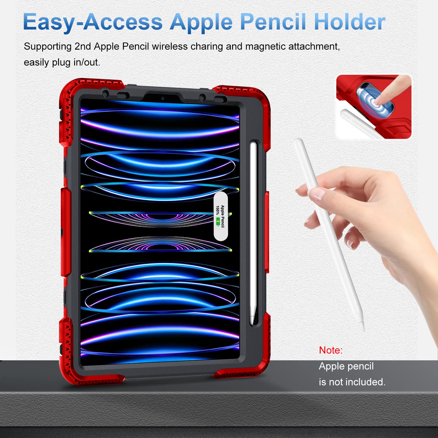 Supfives Case For Ipad Pro 11 2022 4Th Generation: Upgraded Military Grade Shockproof Full Body Protective Case   Swivile Kickst