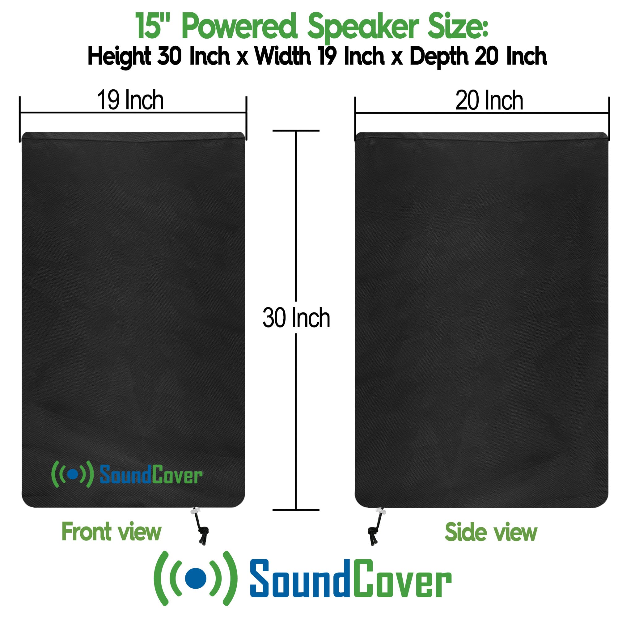 15-Inch Pa/Dj Speaker Cover - Black 420D Polyester With Silver Uv50 Coating - Water-Resistant, Protective Bag For Stand-Mounted