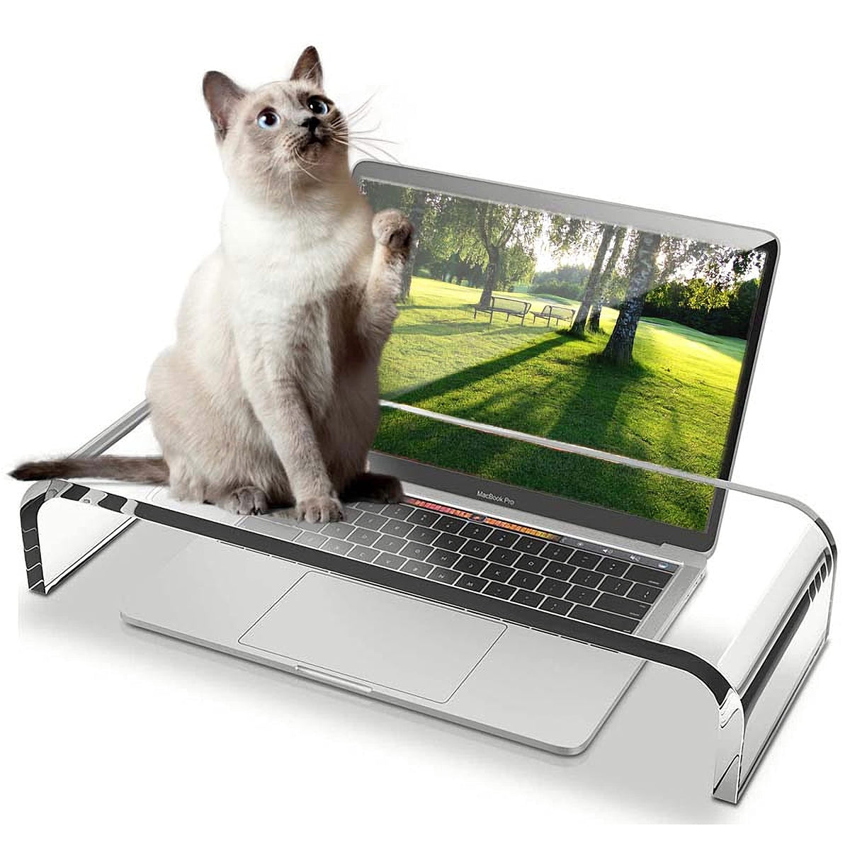 Zeayifa Clear Acrylic Monitor Stand,Keyboard Cover Protector Anti Cat Prevent Cats From Touching Keyboard,Stand For Laptop, 1525
