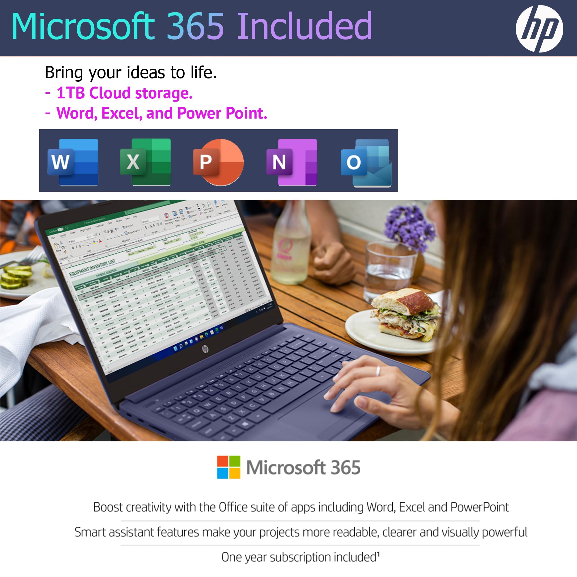 Hp Ultralight 14 Inch Laptop With Intel 4 Core Processor With Microsoft 365 And Wireless Earbuds 16Gb Ram 512Gb External & 64Gb