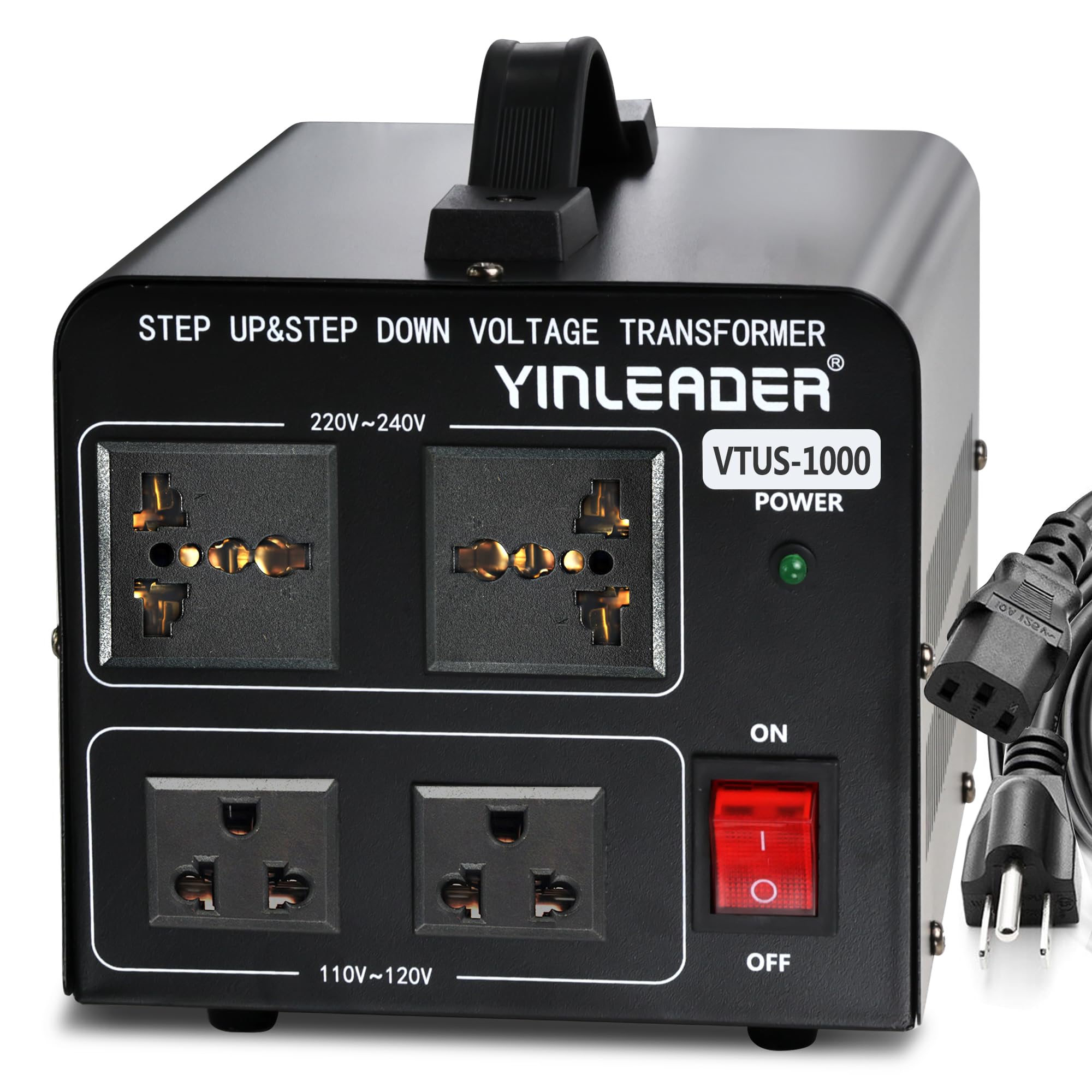 Yinleader 1000W Voltage Converter Transformer(110V to 220V OR 220V to 110V) 1000 Watt Step Up/Down Converter 110/120 Volt - 220/