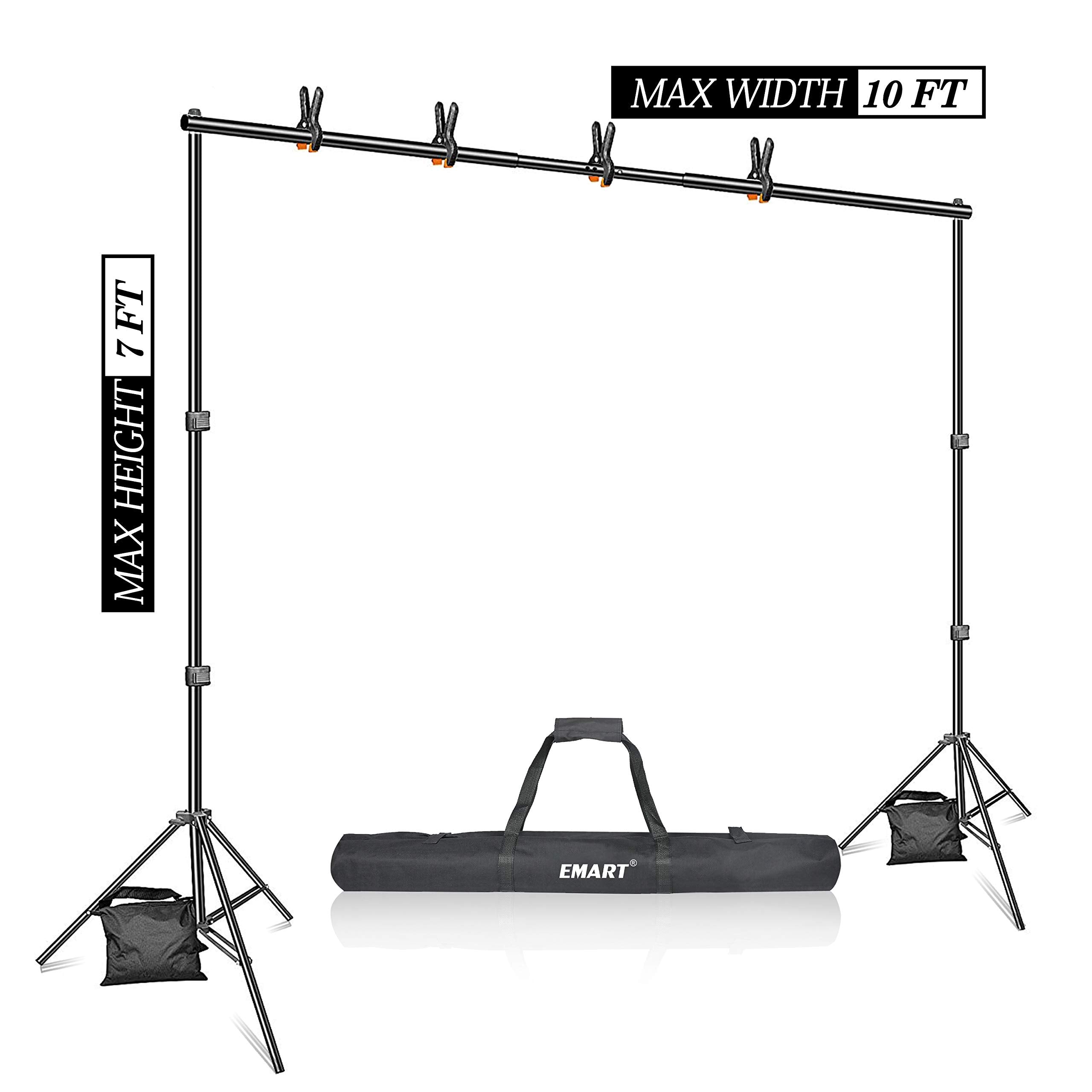 Emart Photo Video Studio 7 X 10Ft Green Screen Backdrop Stand Kit, Photography Background Support System With 6 X 9Ft 100% Cotto