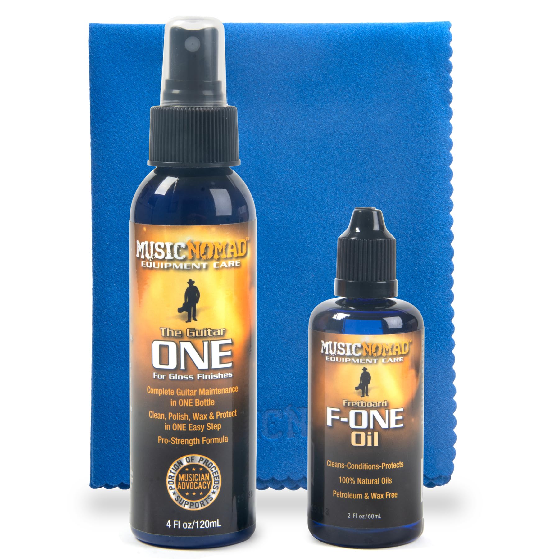MusicNomad Guitar Body Cleaner/Polish and Fretboard Oil Cleaning Kit with Premium Microfiber Polishing Cloth