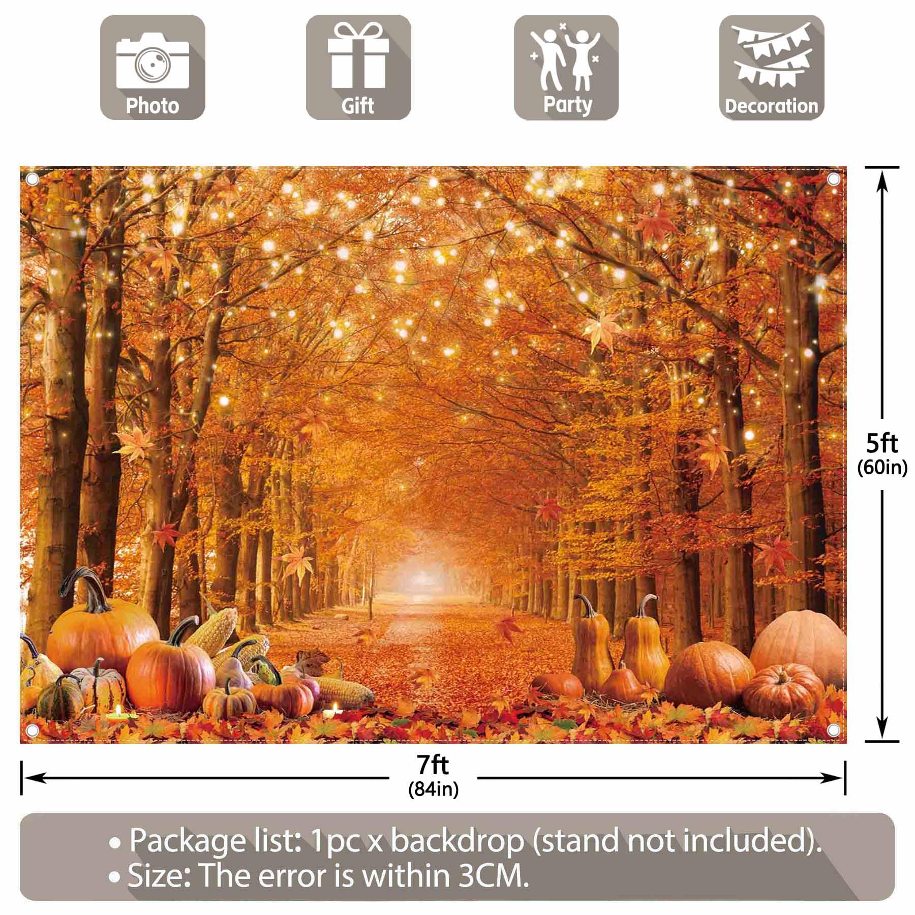 Swepuck 7X5Ft Fall Photography Backdrop Autumn Maple Leaves Pumpkin Friendsgiving Background Thanksgiving Party Supplies Farm Ha