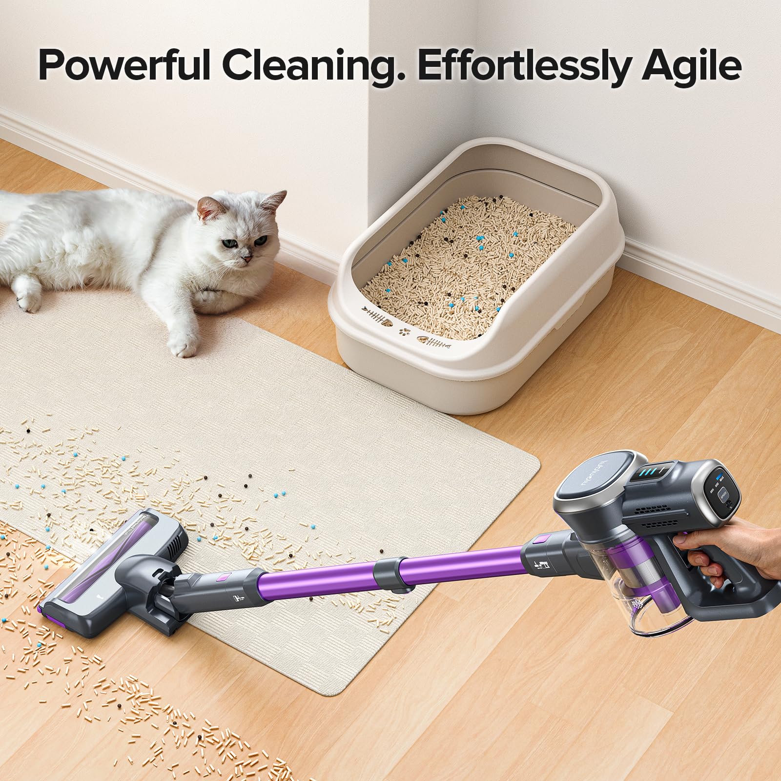 Lubluelu Cordless Vacuum Cleaner, Max 50 Mins Runtime, Stick Vacuum With Touch Screen,Lightweight Vacuum For Carpet, Home Hardwo