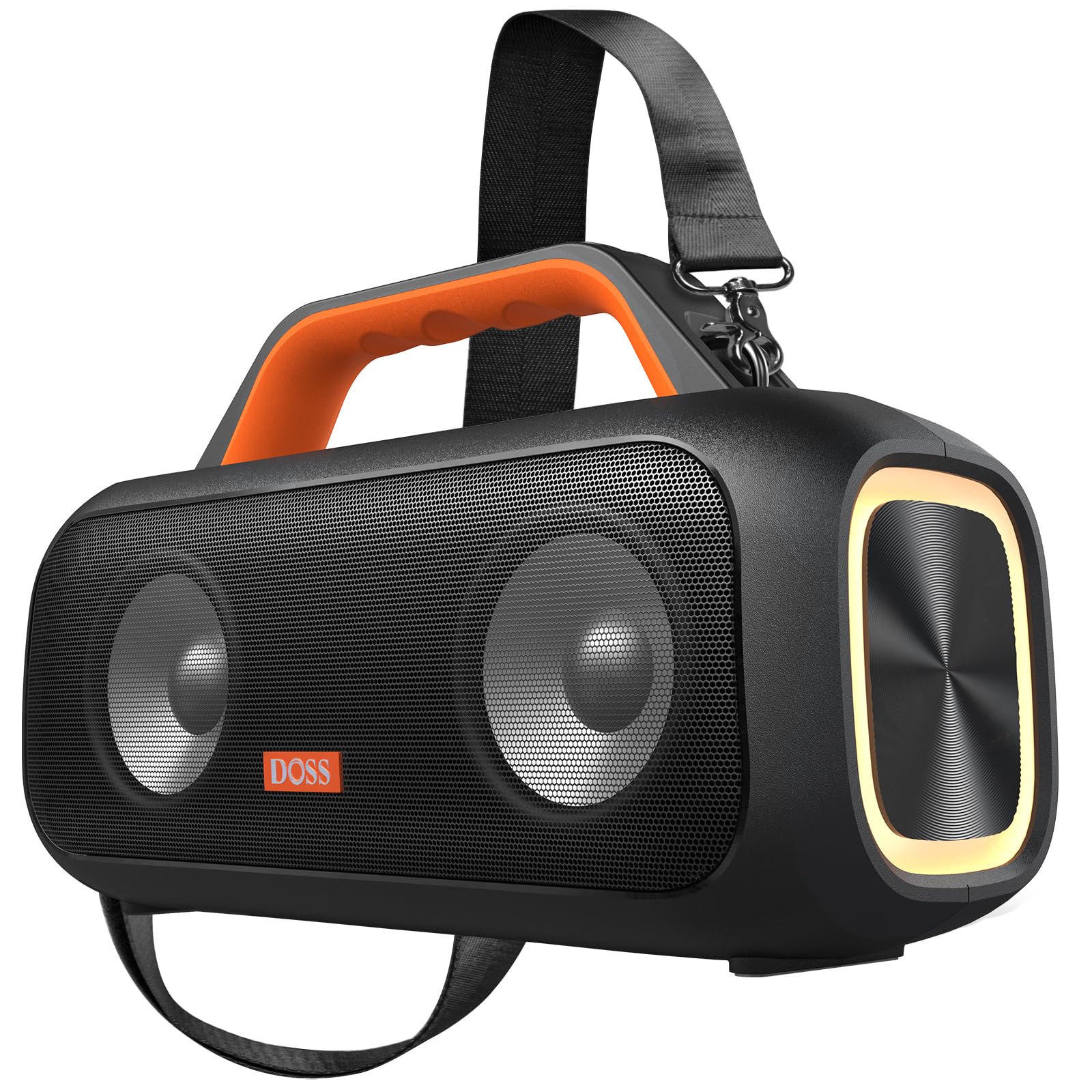 Doss Extreme Boom S Wireless Portable Bluetooth Speaker With 60W Stereo Sound, Rich Bass, Ipx6 Waterproof, 25H Playtime, Power Bank, Tws, Led Lights, Outdoor For Camping,Beach, Pool Orange