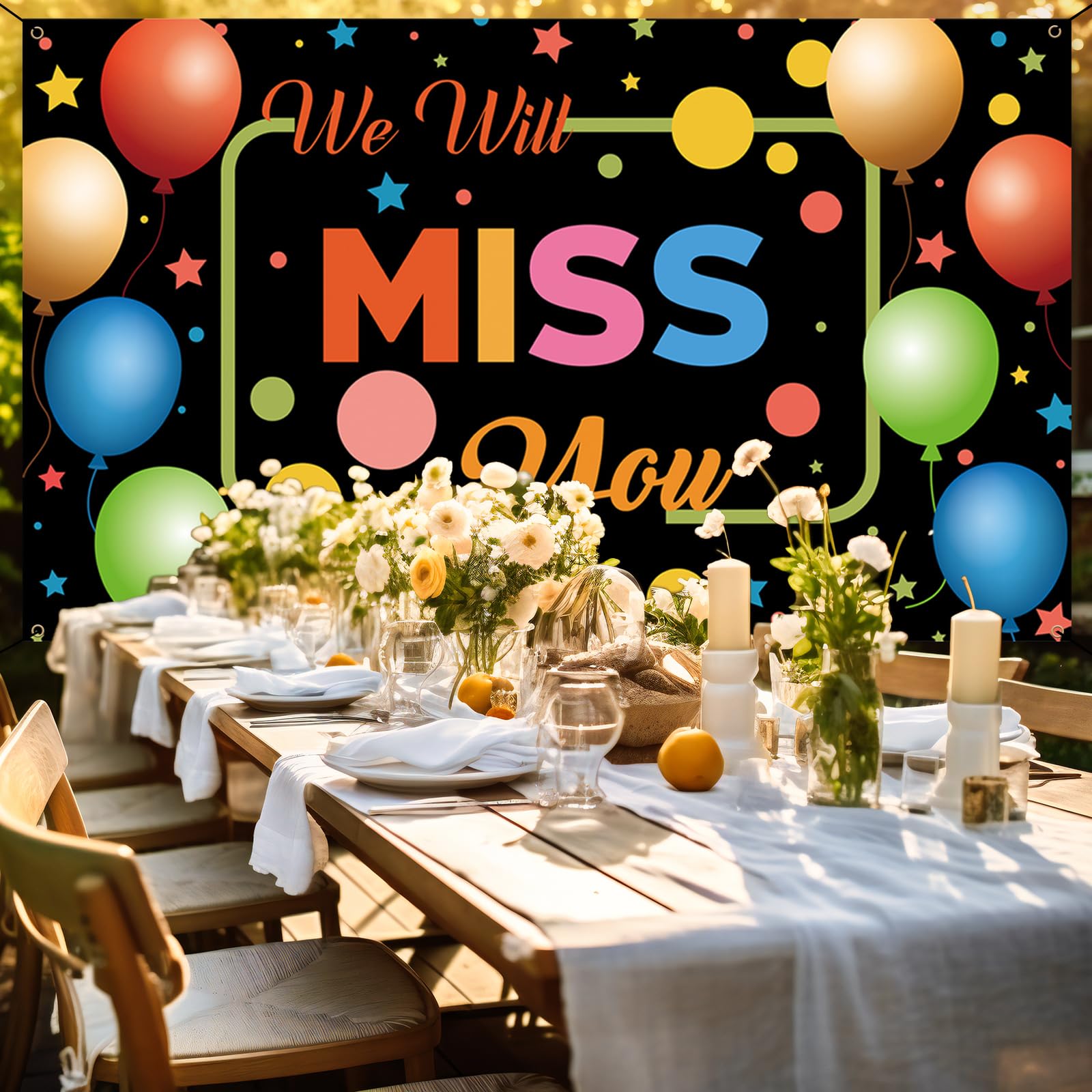 We Will Miss You Backdrop Banner, Going Away Decorations, Photo Booth Props For Farewell Goodbye Moving Away Retirement Graduati