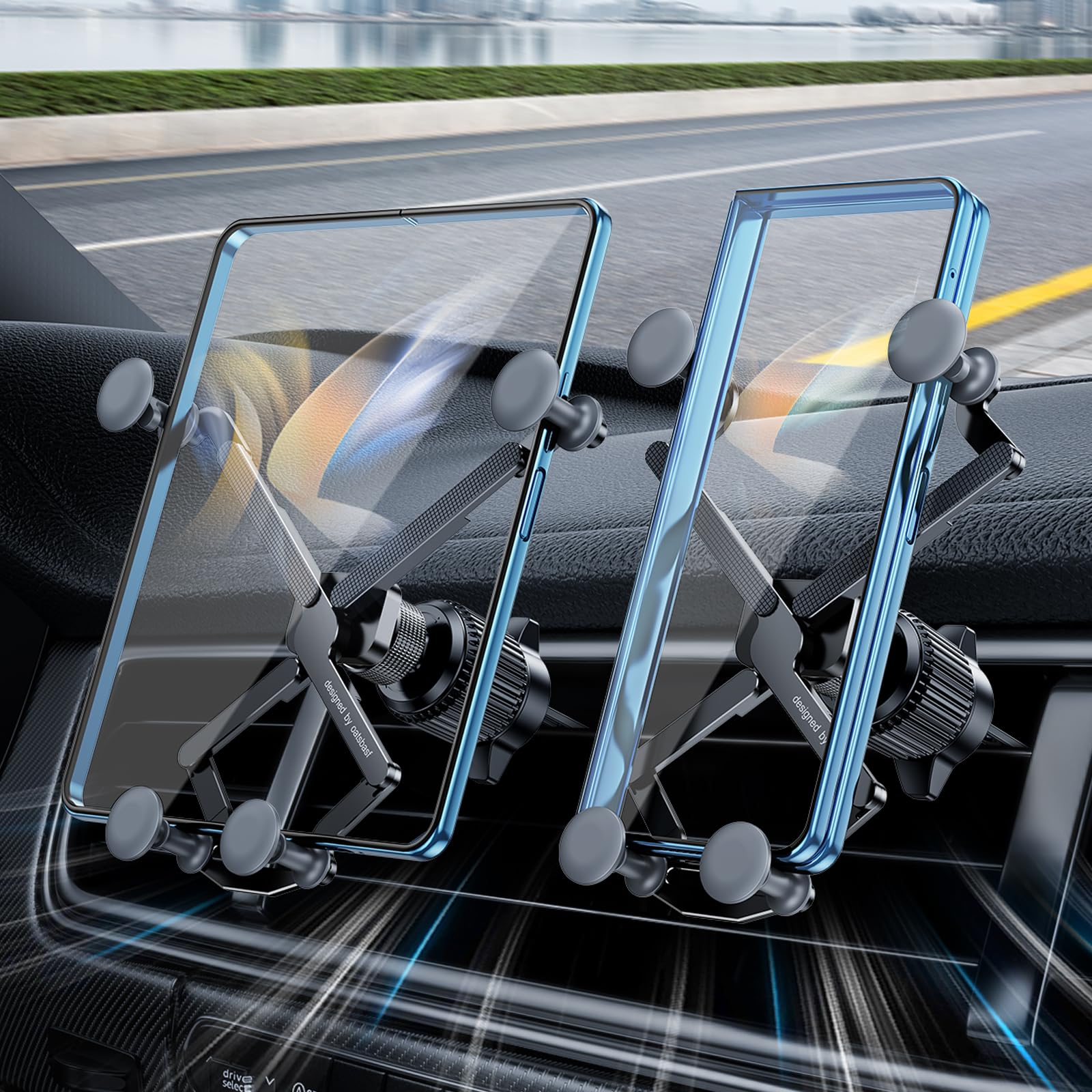 Xuenair Z Fold 5 Car Mount, [2 Forms & Thick Case Friendly] Gravity Cell Phone Holder Mount For Samasung Galaxy Fold 7 6 5 4 3 2