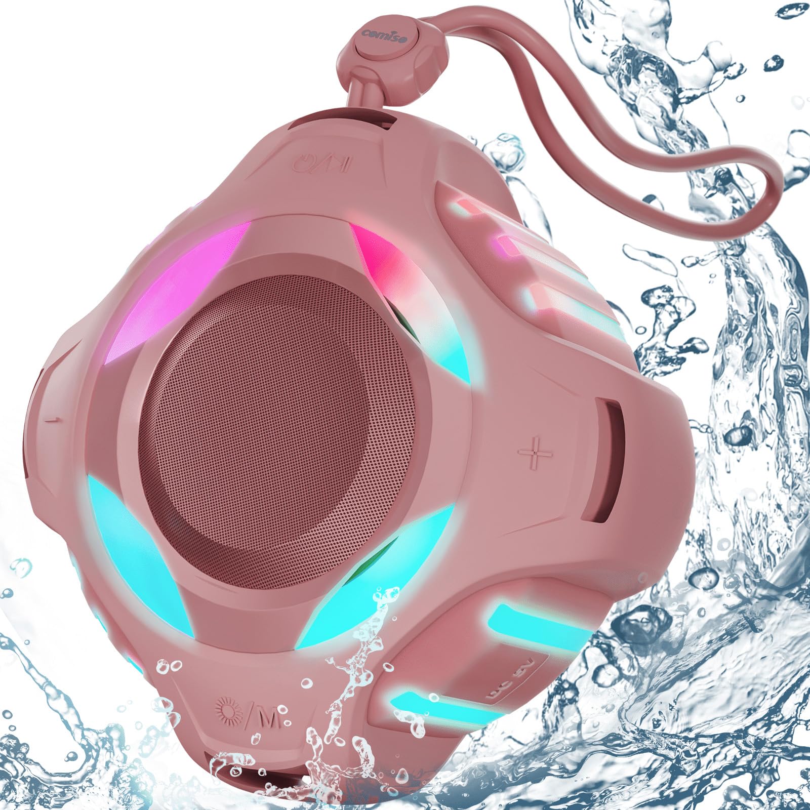 Comiso Bluetooth Shower Speaker, Waterproof Bluetooth Speakers Ipx7, Floating 2000Mah, Portable Wireless Speaker With Led Light, Loud Hd Sound And Bass For Travel Beach Pool, Camping, Ideal Gifts.