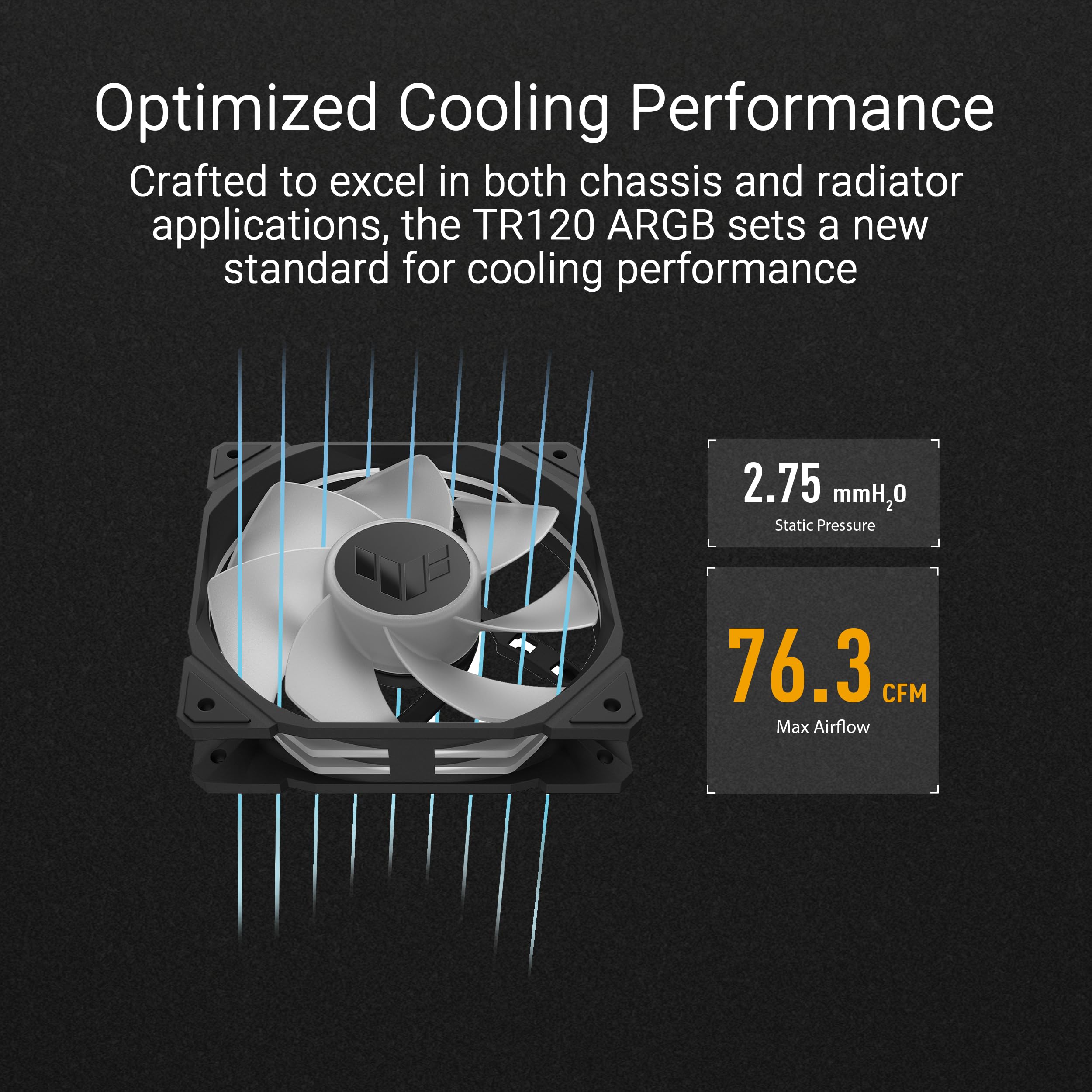 Asus Tuf Gaming Tr120 Argb Reverse Fan   Black   Triple Pack Higher Cooling Performance Extra Thick 28Mm Fan Frame, Exclusive Do