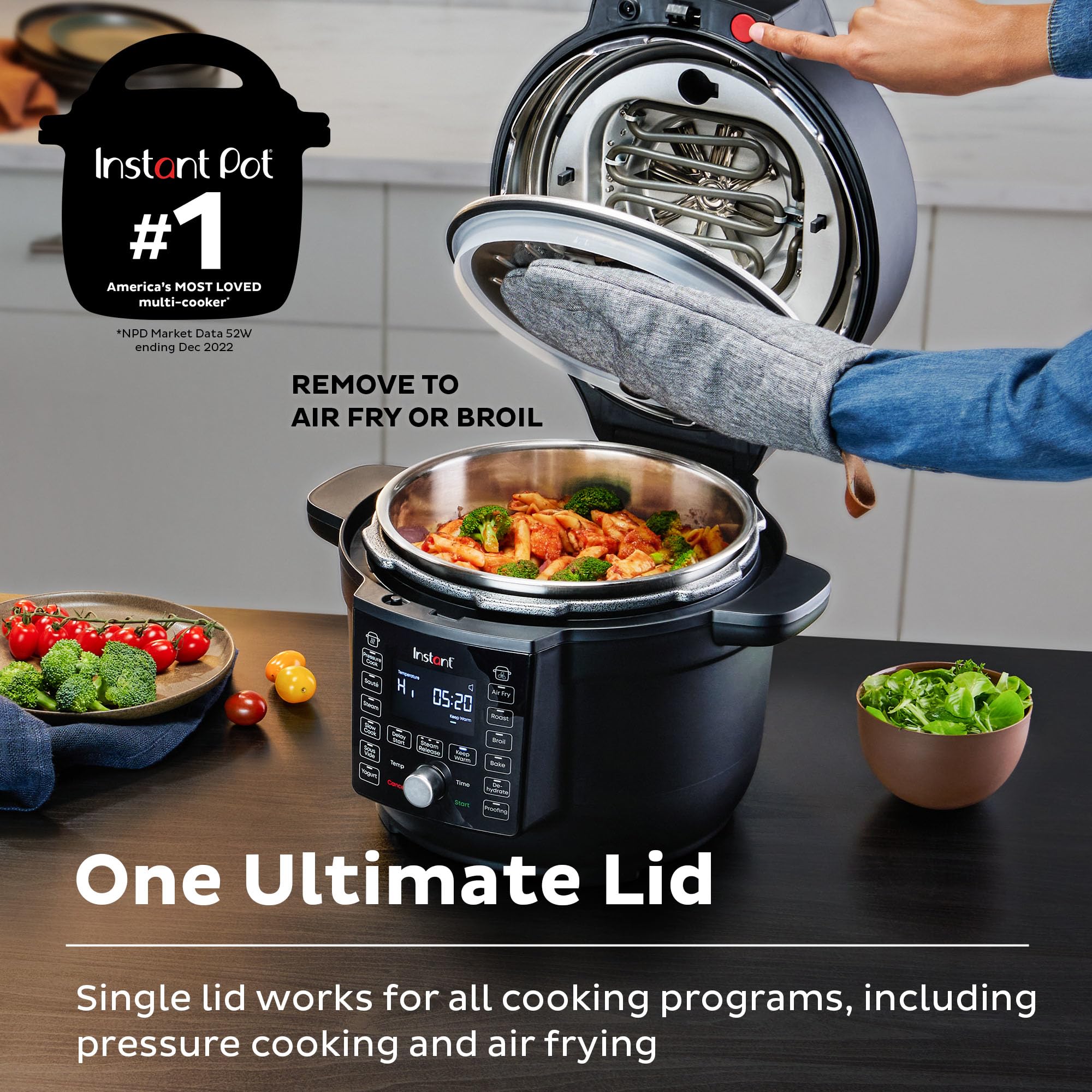 Instant Pot Duo Crisp Ultimate Lid, 13 In 1 Air Fryer And Pressure Cooker Combo, Saut  , Slow Cook, Bake, Steam, Warm, Roast, De