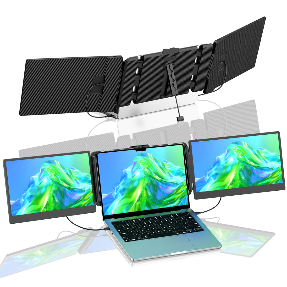 Marsmyth Laptop Screen Extender 14 Inch, Full Hd Display Laptop Monitor Extender (1920 X 1080), Ips Panel Triple Screen Laptop M