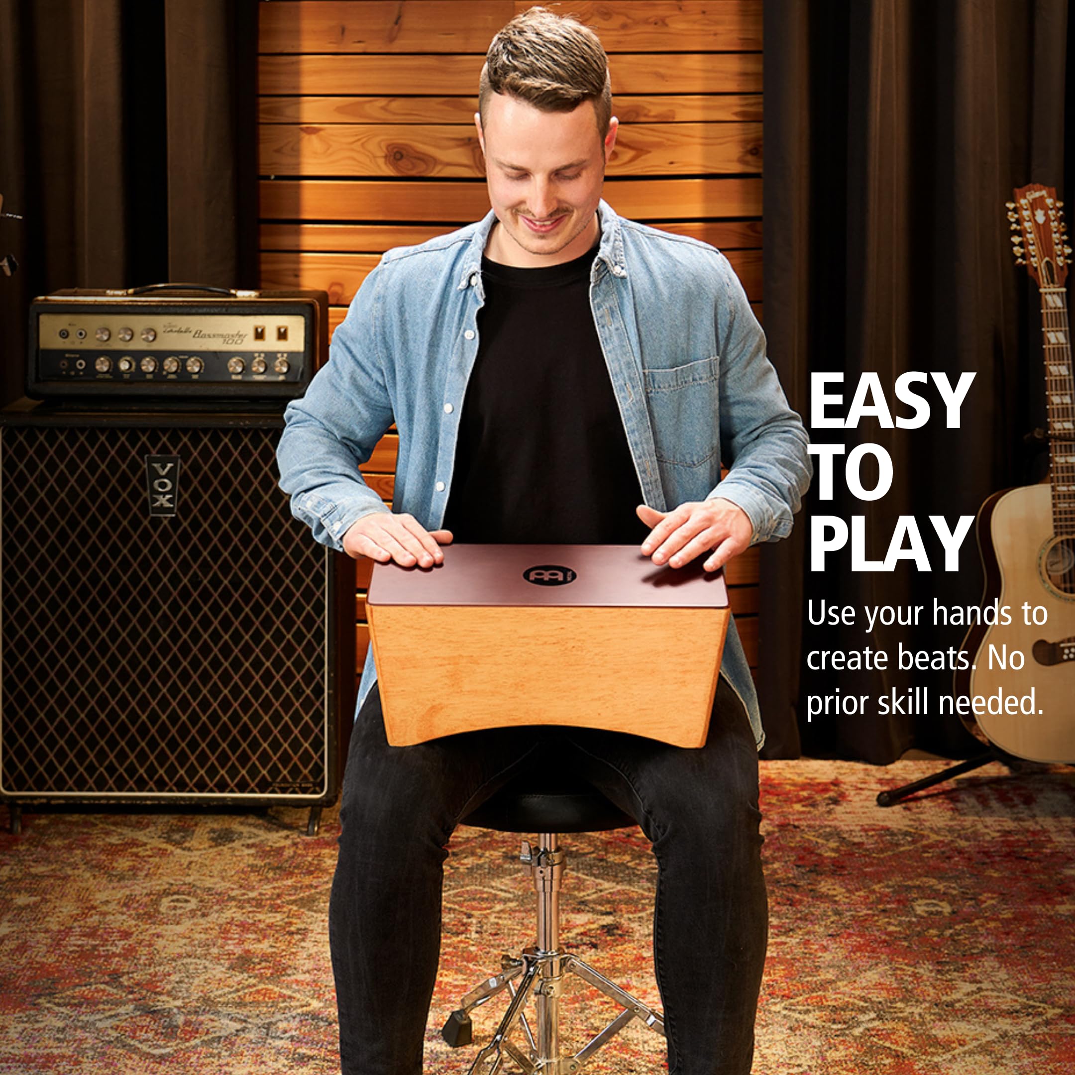 Meinl Bongo Cajon Box Drum   Not Made In China   Super Natural Finish Playing Surface And Hardwood Body, 2 Year Warranty (Bca1Snt M)