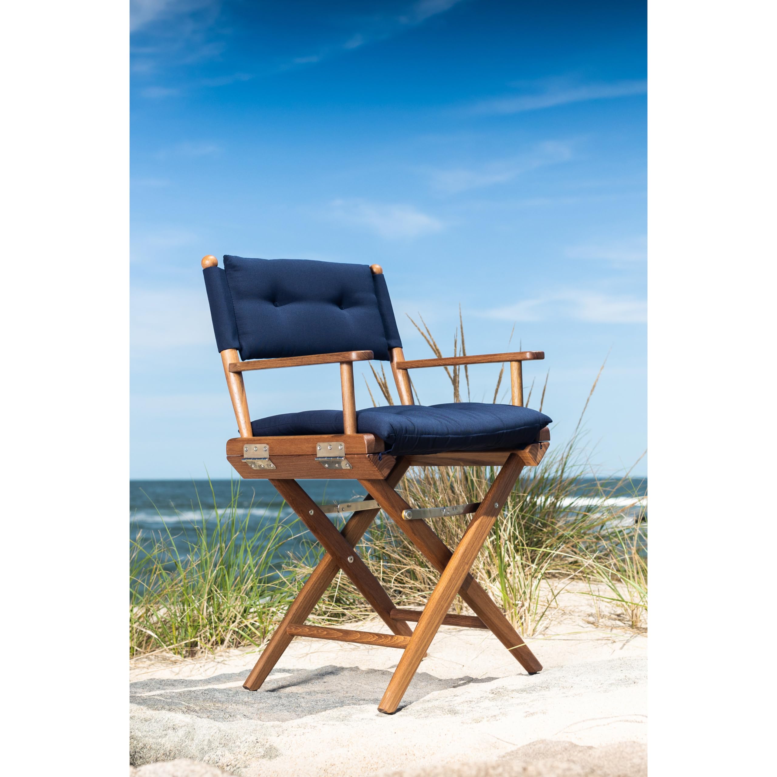 Whitecap 61042 Teak Director'S Chair With Navy Cushion - 18'',WBFURB07XDBY4TK