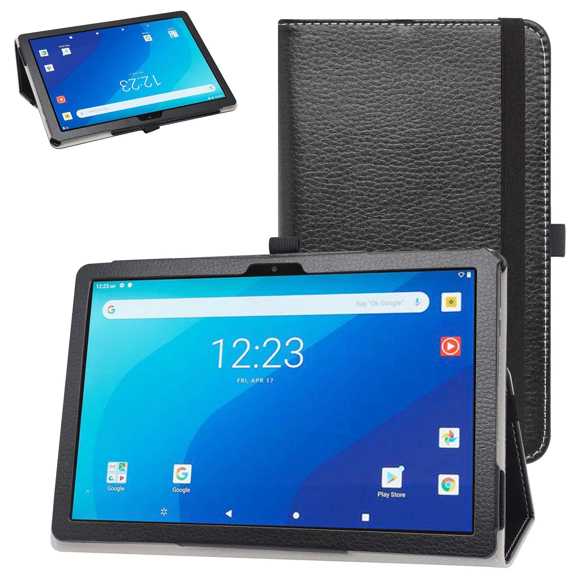 Bige 10.1 inch Tablet Case (2022) for Onn, PU Leather Folio Stand Cover, Black