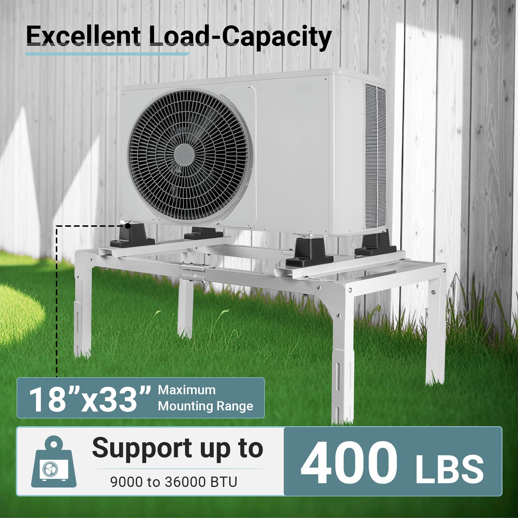 Eastrexon Mini Split Stand, Anti Vibration Adjustable Mini Split Ground Stand, Ac Stand Heavy Duty W/ 400Lbs Load Capacity, For