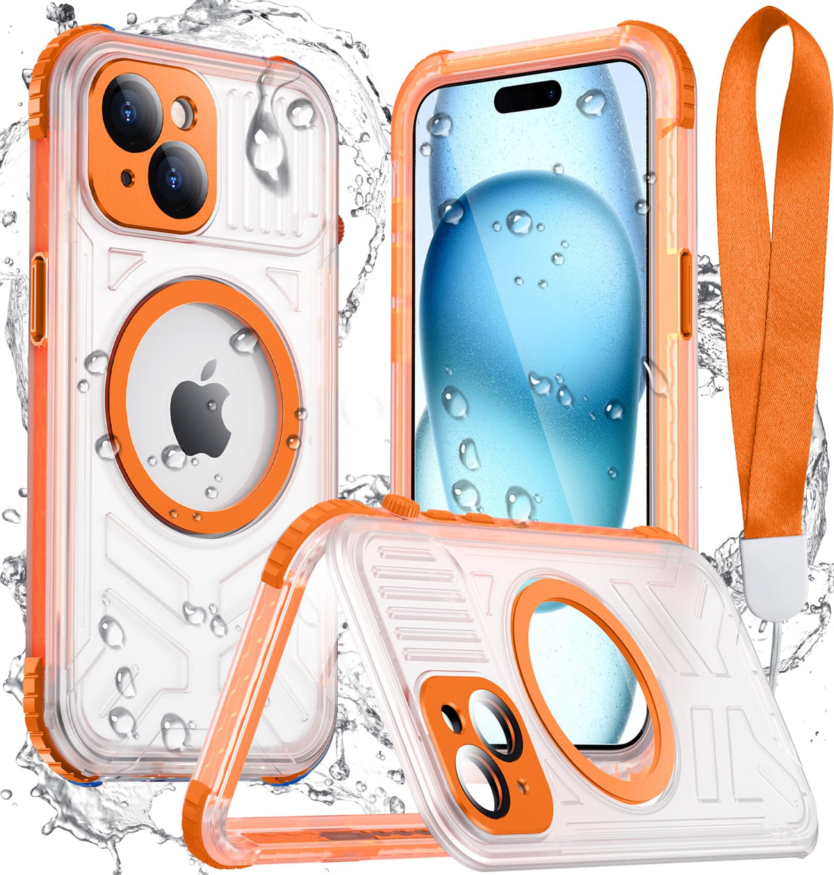 Temdan Magnetic For Iphone 15 Case Waterproof,Built In Screen Protector[Ip68 Underwater][12Ft Military Dropproof][Compatible Wit