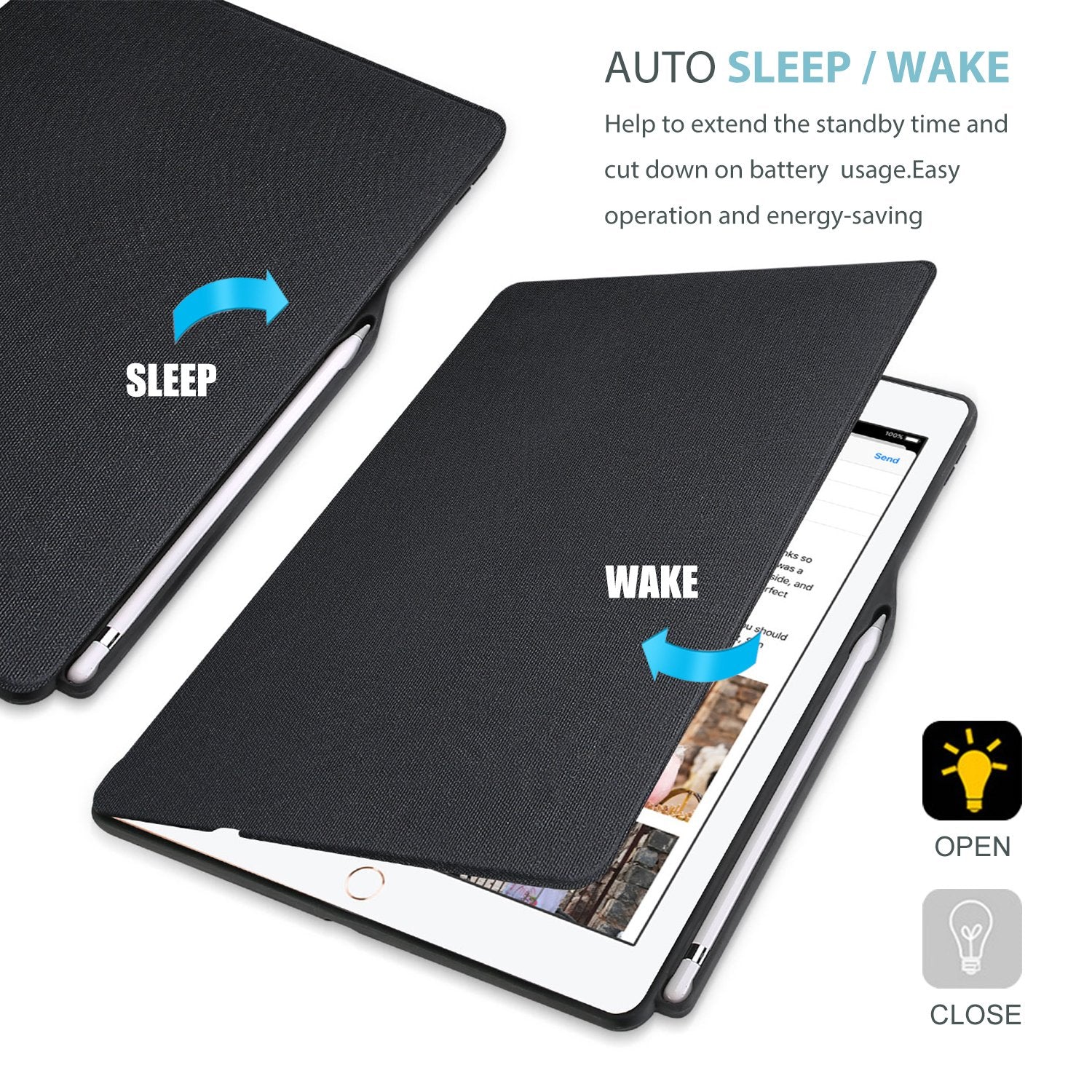 Procase Keyboard Case For Ipad Pro 12.9'' 2017/2015 Old Model With Built In Apple Pencil Holder, Slim Lightweight Cover Folio St