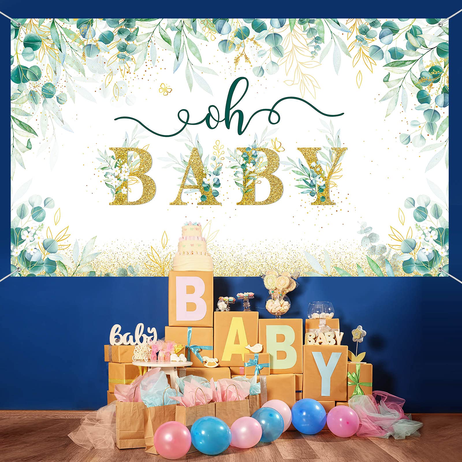 Sage Baby Shower Decorations For Boy Green Safari Baby Backdrop Jungle Eucalyptus Greenery Leaves For Gender Neutral Baby Shower