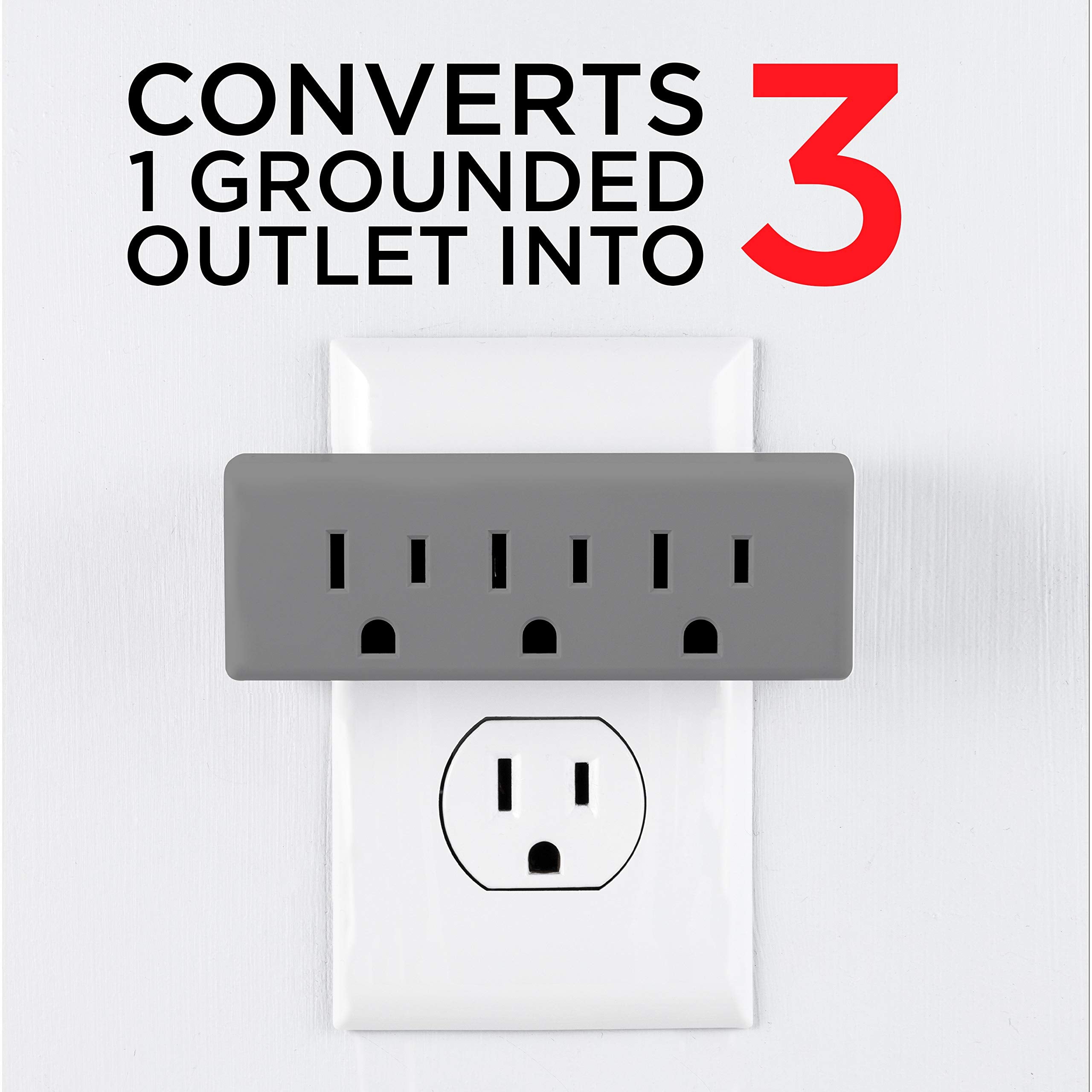 Ge 3 Outlet Extender, 3 Pack, Grounded Wall Tap, 3 Prong, Multiple Plug, Power Splitter, Cruise Essentials, Use For Home Office