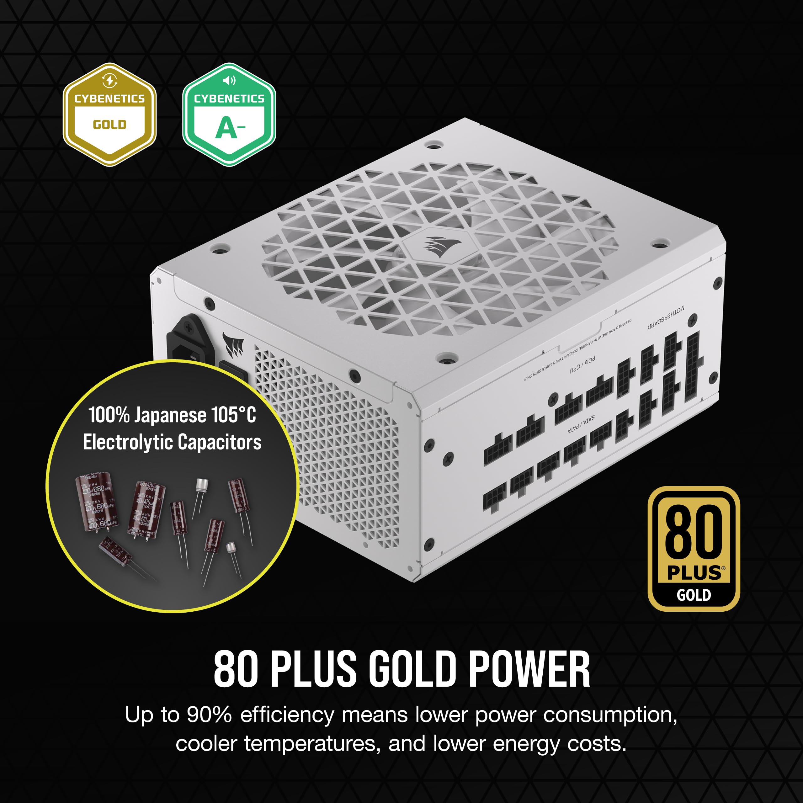 Corsair Rm1200X Shift Fully Modular Atx Power Supply - 80 Plus Gold - Atx 3.0 - Pcie 5.0 - Zero Rpm - Modular Side Interface - W