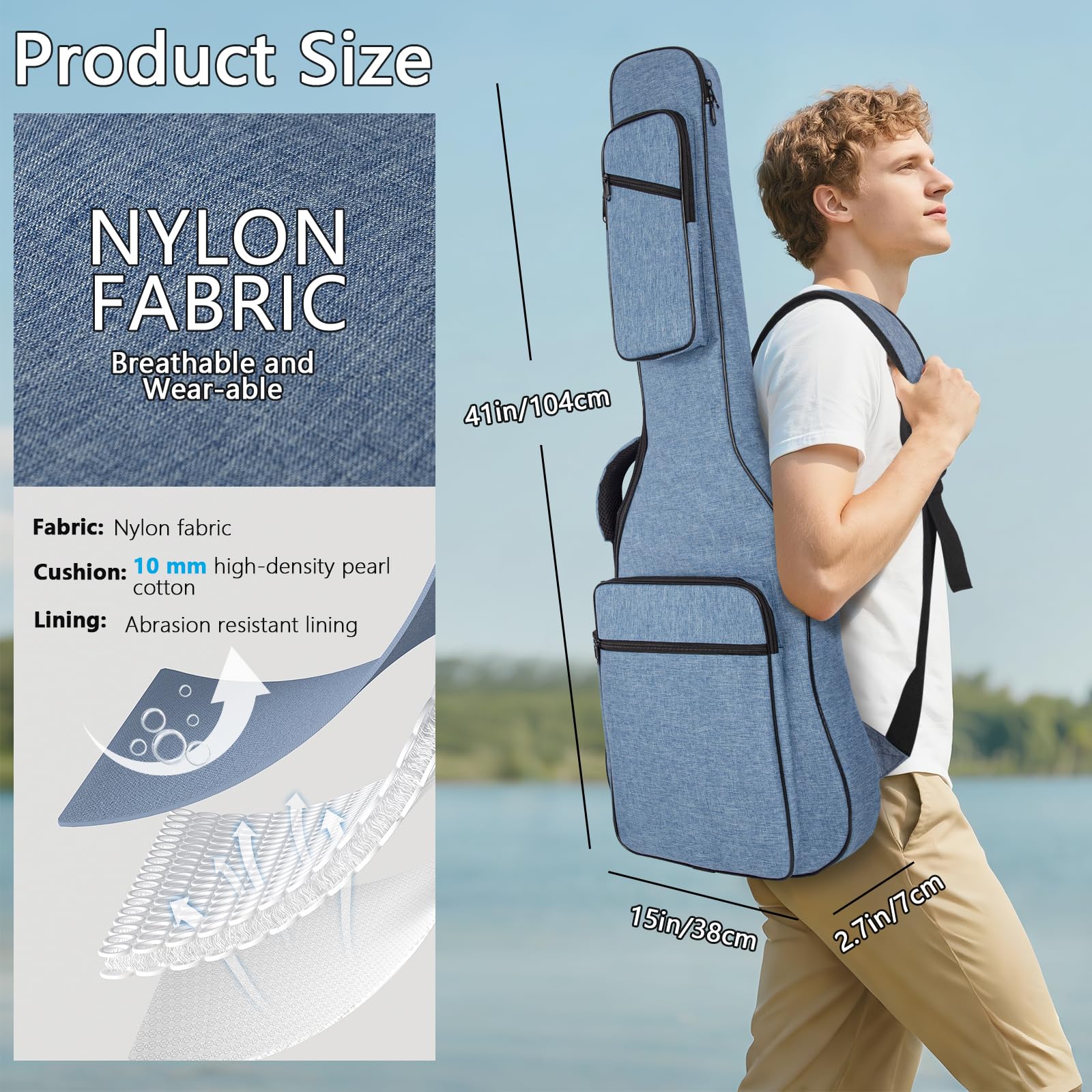 0.4In Thick Padding Backpack Soft Electric Guitar Gig Bag Padded Guitar Case Adjustable Shoulder Strap Gig Bag With Back Hanger