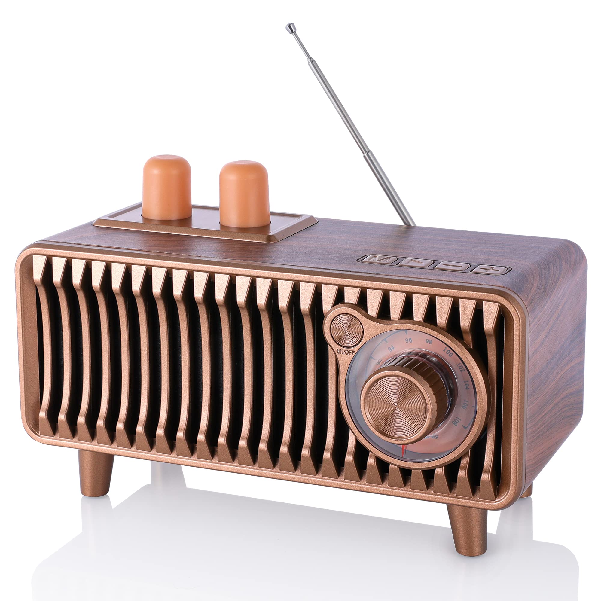 Cyboris Retro Bluetooth Speaker, Vintage Radio Walnut Wood Rotary Fm Radio 20W Dual Speakers Stereo,With U Disk/Tf Card/Aux Music Player Function,Portable Wireless Speakers For Home, Office Decor