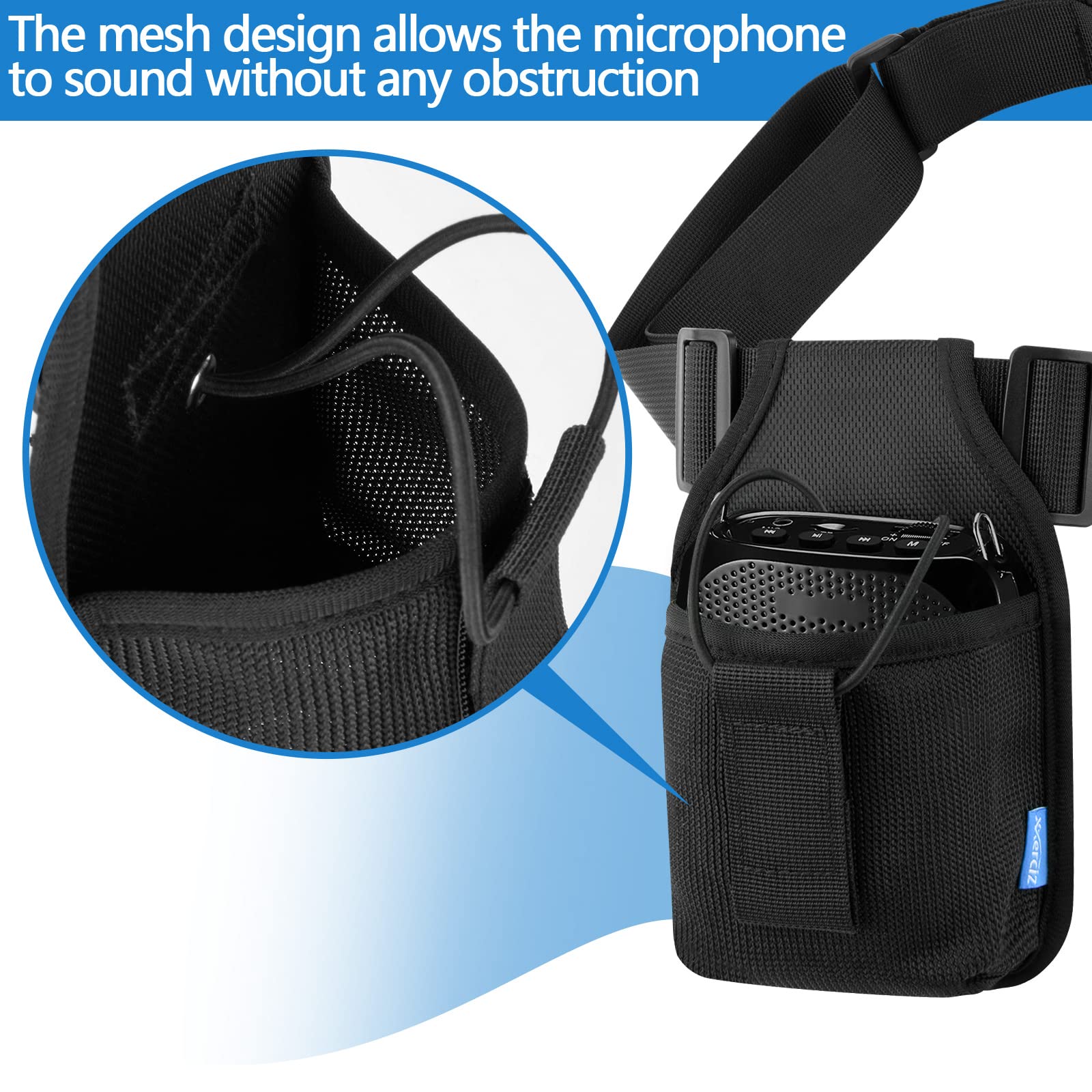 Xxerciz Mic Belt Microphone Belt With Adjustable Nylon Strap Microphone Transmitter Carrier Pouch Great For Fitness Instructors
