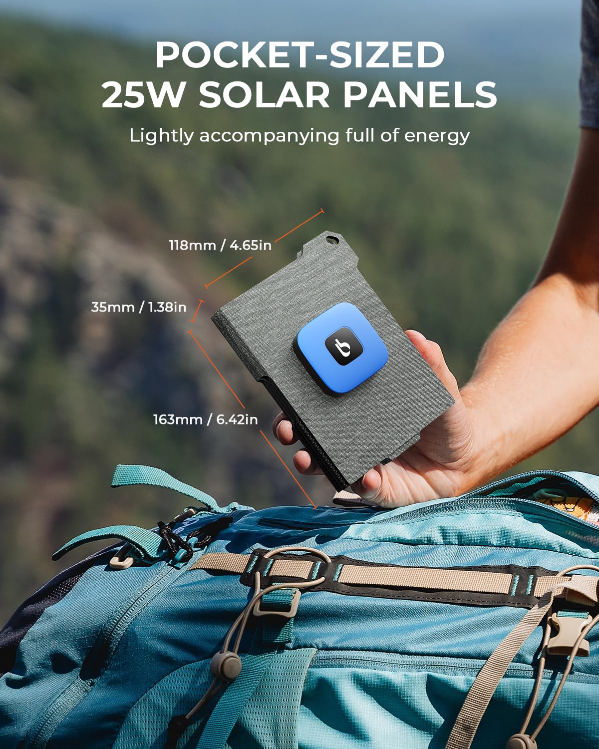 [Upgraded] Bigblue Ultra-Light Portable 25W Solar Panel Charger With Usb-A And Usb-C Ports, 0.84 Lbs Pocket-Size Ip68 Waterproof