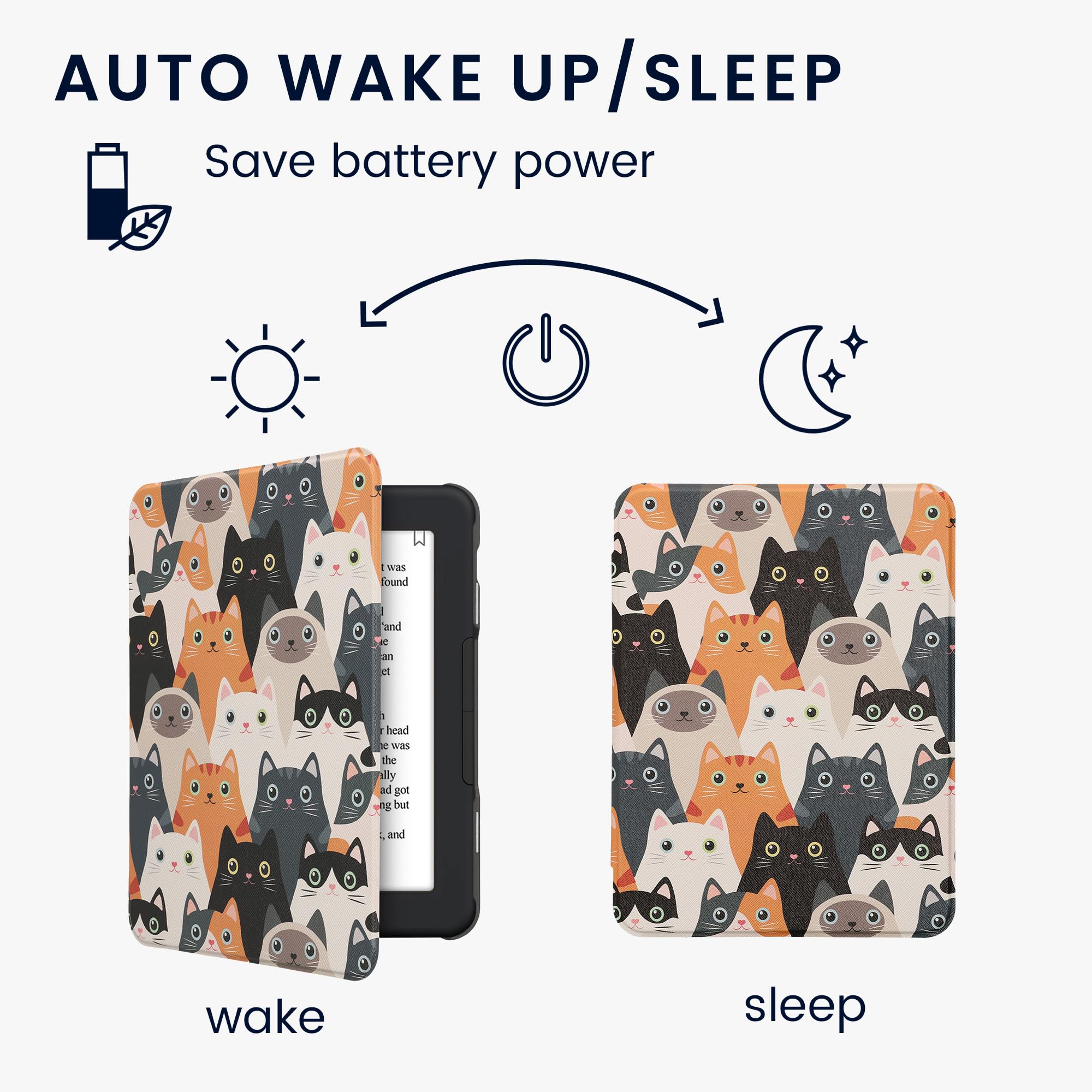 Kwmobile Case Compatible With Barnes & Noble Nook Glowlight 4 Plus Case   Ereader Cover   Cats Orange/Black/White