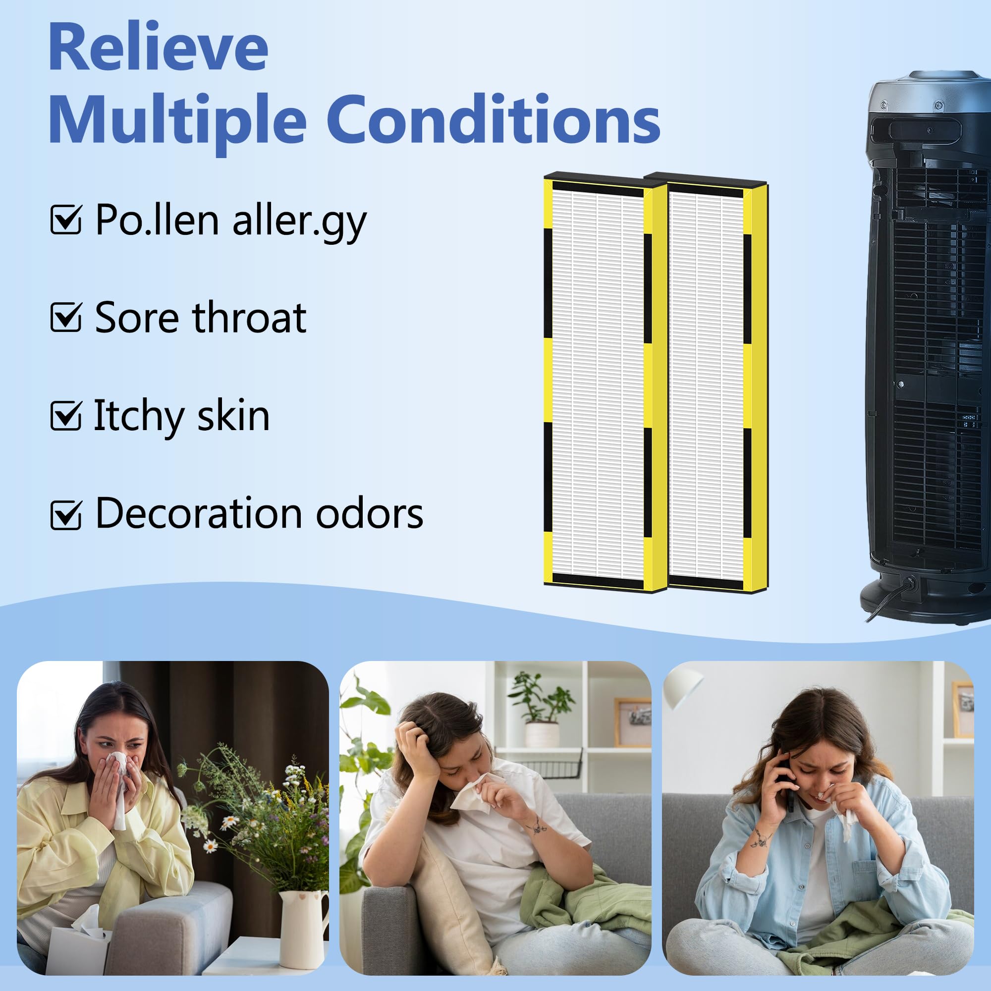 Flt4825 Hepa Filter B Replacement For Guar.Dian Air Purifier Ac4825 Ac4300 Ac4800 Ac4900 Ac4850, 2 Hepa Filter And 8 Pre Filter