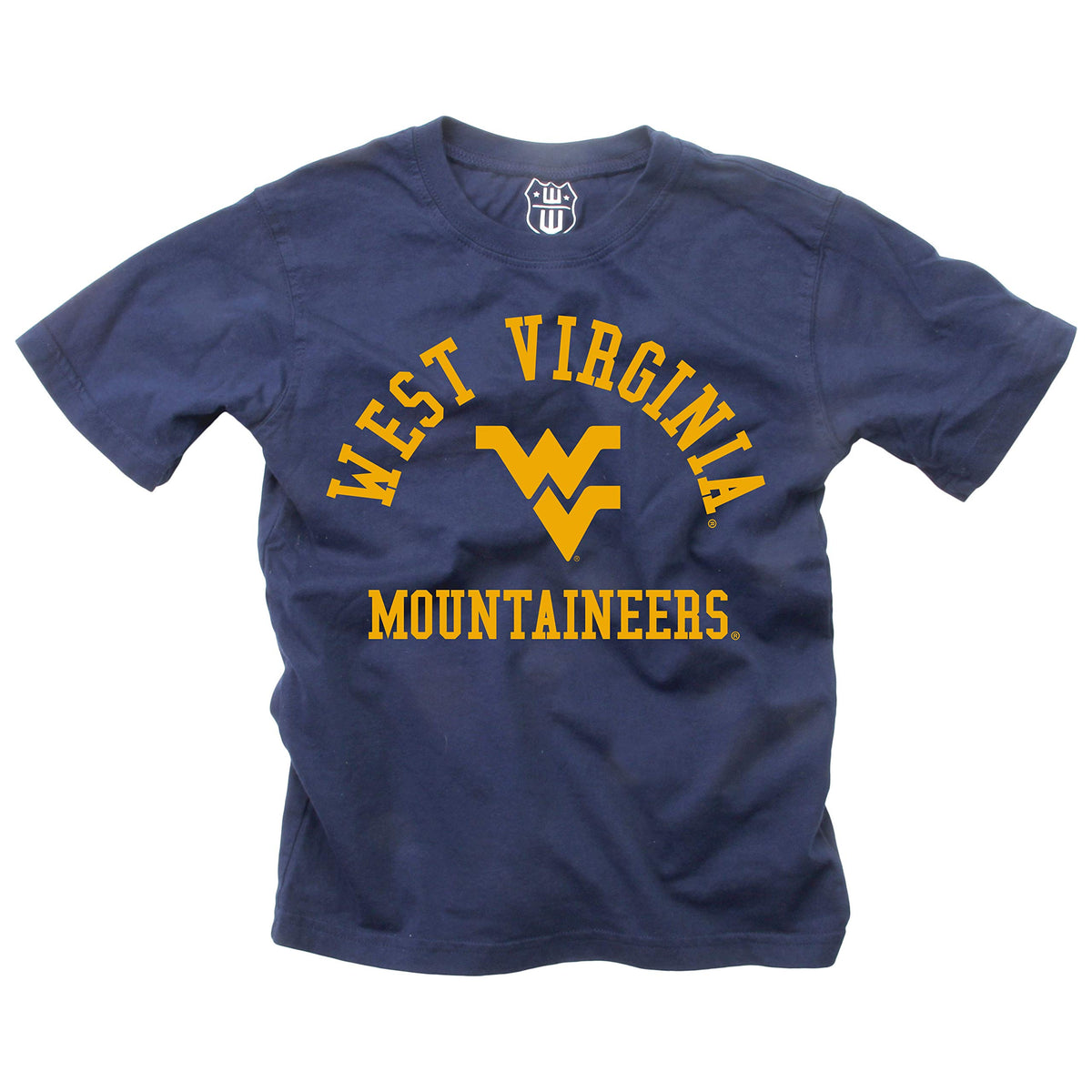 Wes And Willy Ncaa Kids Ss Organic Cotton Tee Shirt, West Virginia Mountaineers, Midnight, L