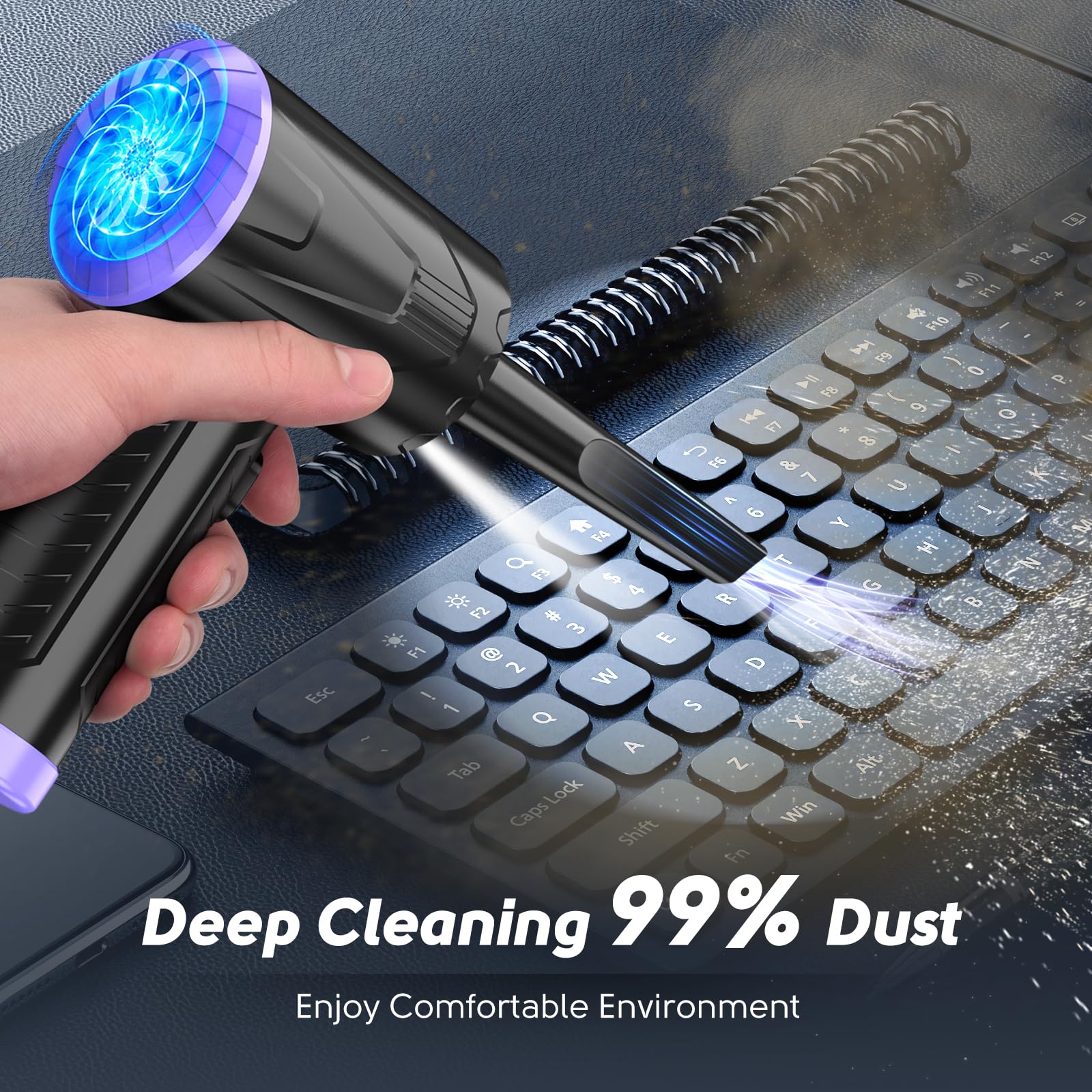 Compressed Air Duster Keyboard Cleaner Cordless Electric Air Duster For Computer Pc 110000Rpm Canned Air Blower Spray Can Car Du