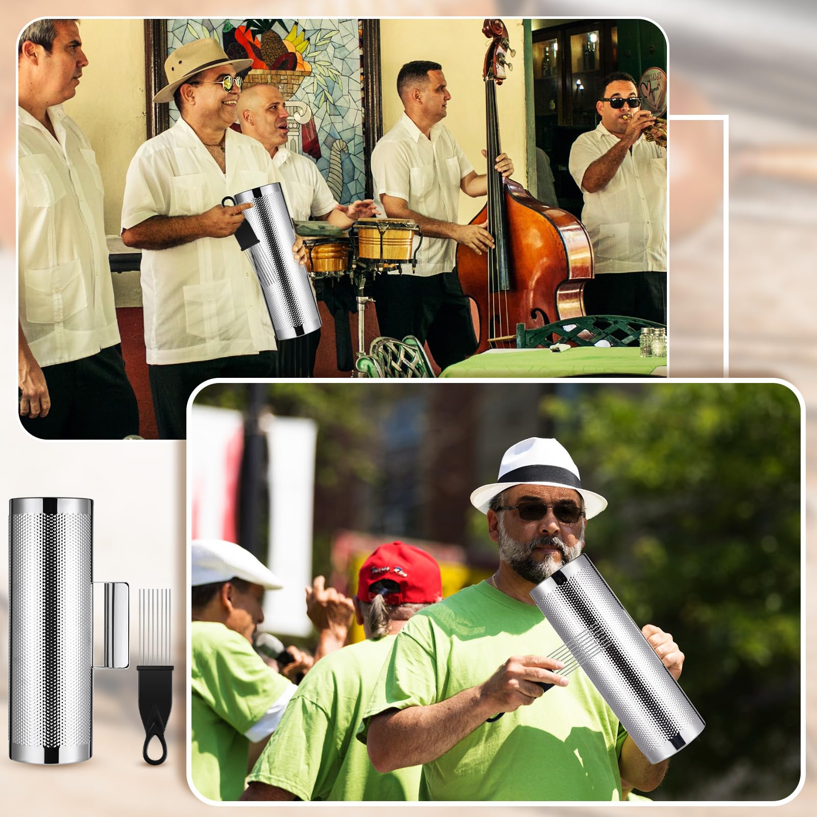 Kathfly 4 Pcs Guiro Instrument Metal Stainless Steel Musical Latin Percussion Training Tool With Scrapers For Live Performance(4