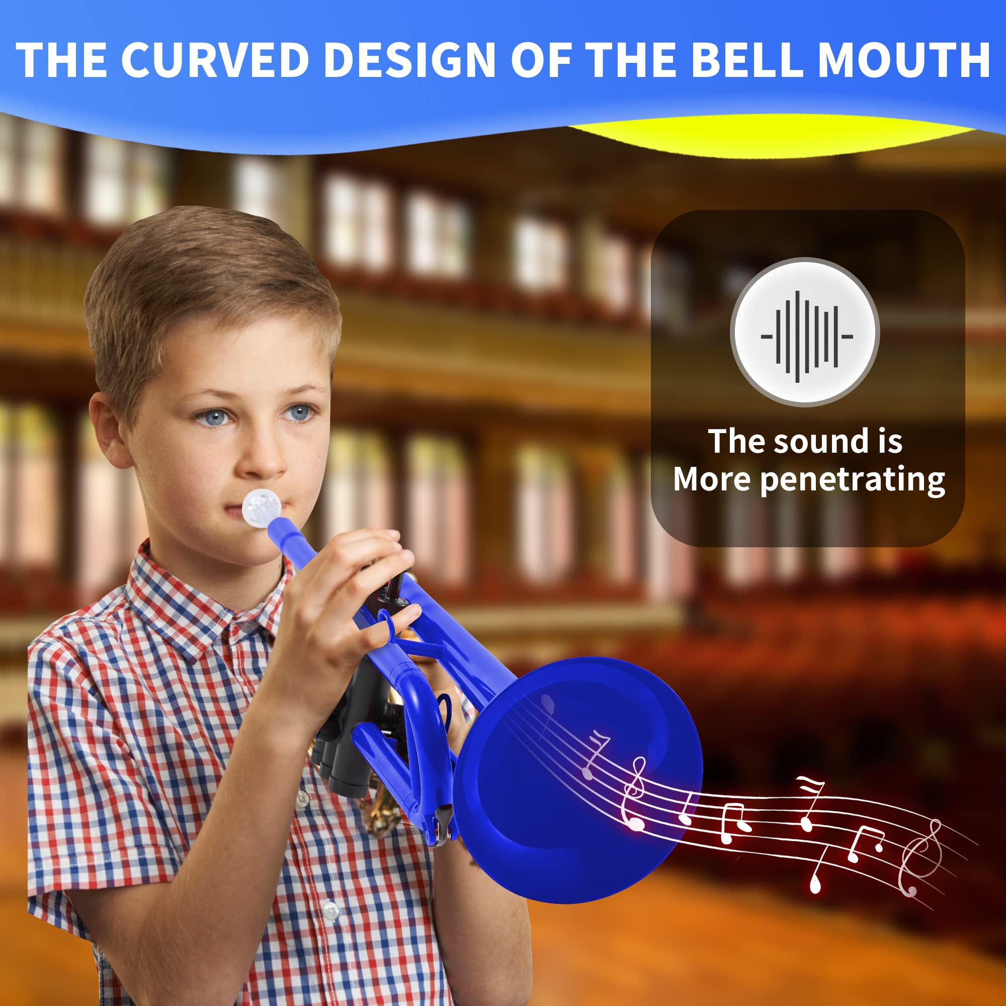 Pampet Professional Plastic Bb Trumpet Standard Trumpet Set For Student Beginner With 7C Mouthpiece And 3C Mouthpiece,Bb Trumpet