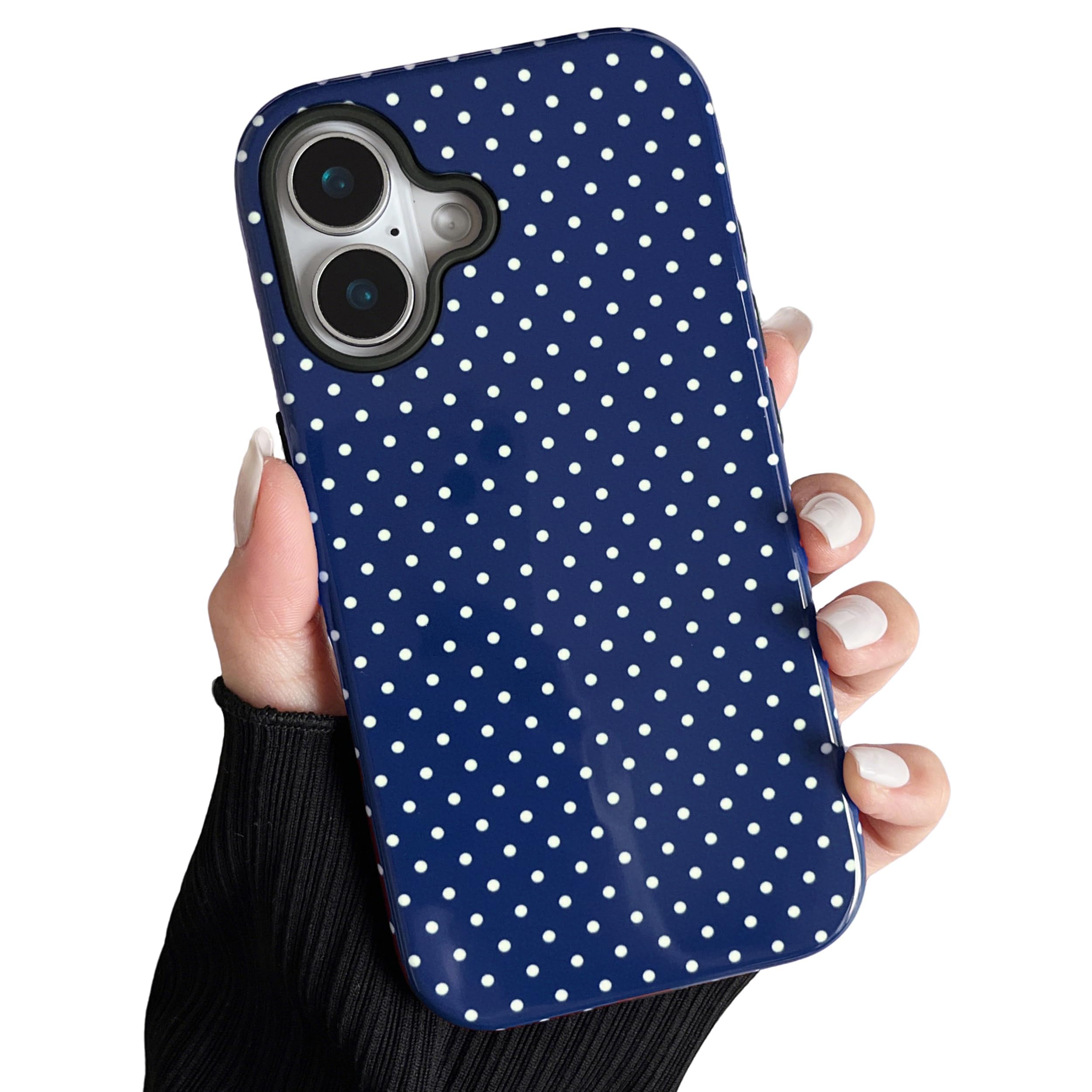 ZTOFERA Magnetic Case for iPhone 16, Compatible with Magsafe, Polka Dot Aesthetic Phone Case Cute for Girl Women, Hard PC+Soft T