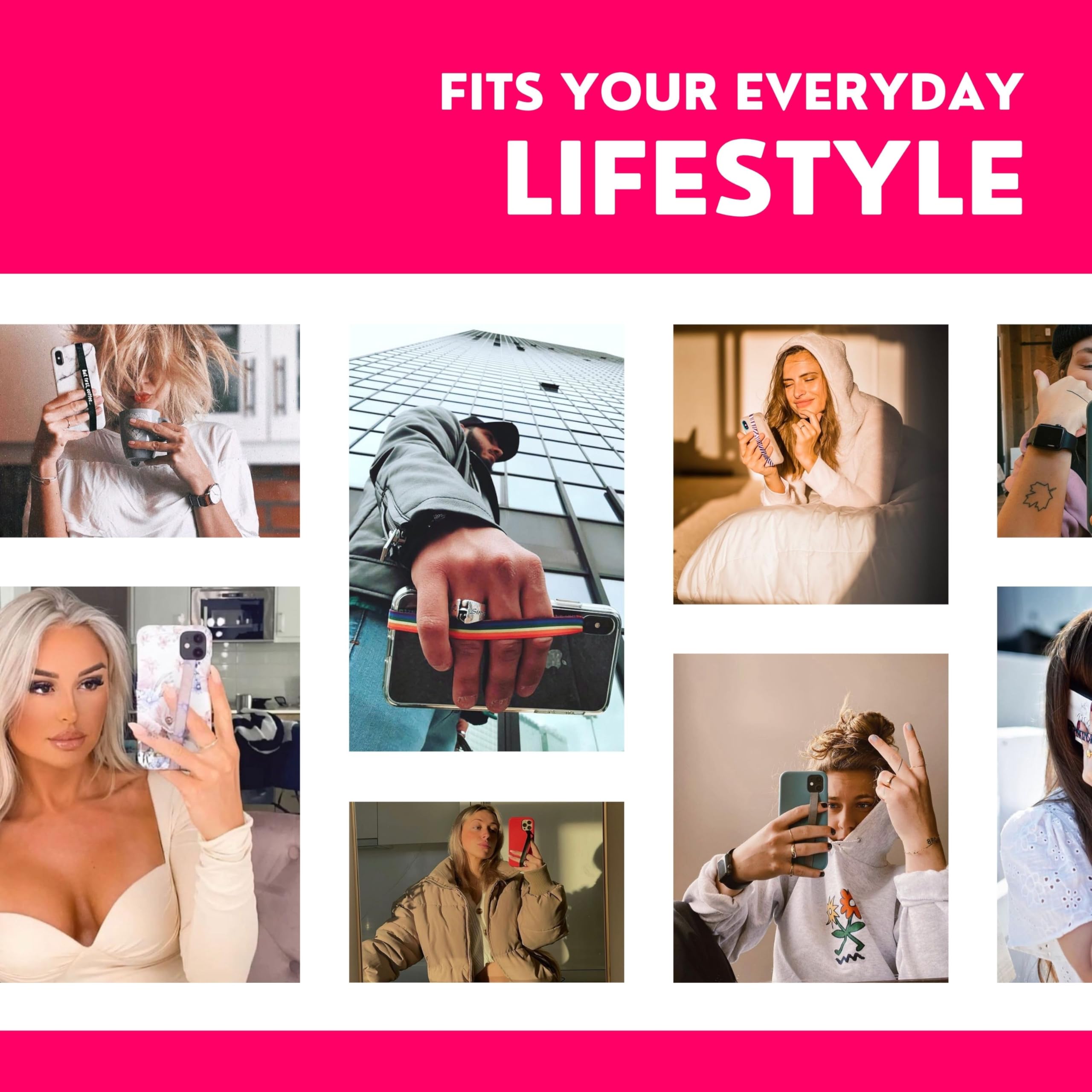 Phone Loops: Non Elastic Phone Grip, Phone Strap, Phone Holder For Hand   Small, Light And Discreet Cell Phone Holder For Hand