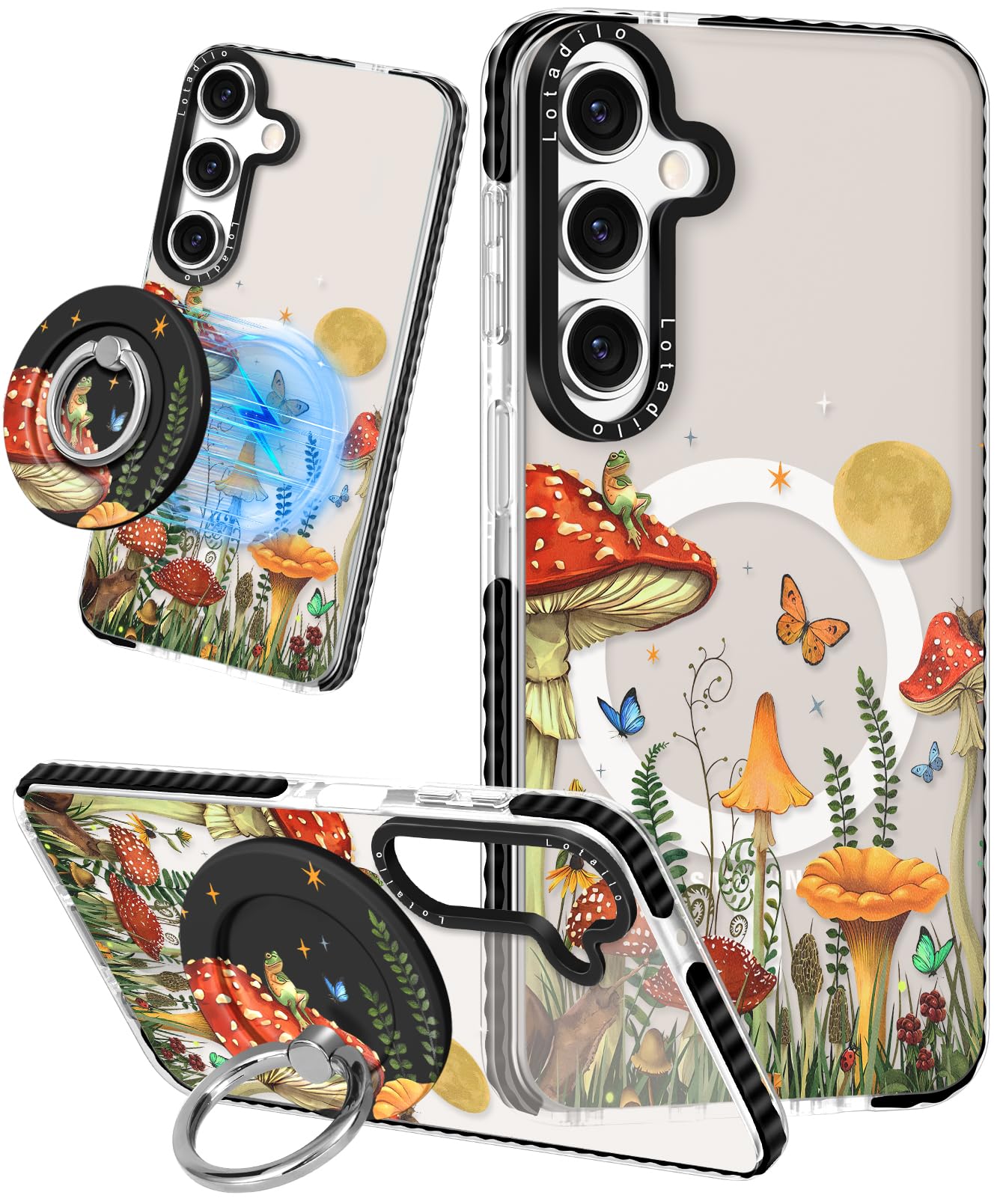 Lotadilo Cute Case for Samsung Galaxy S24 FE for Women Girls - Funny Butterfly Mogu Design Compatible with Magsafe Magnetic Ring