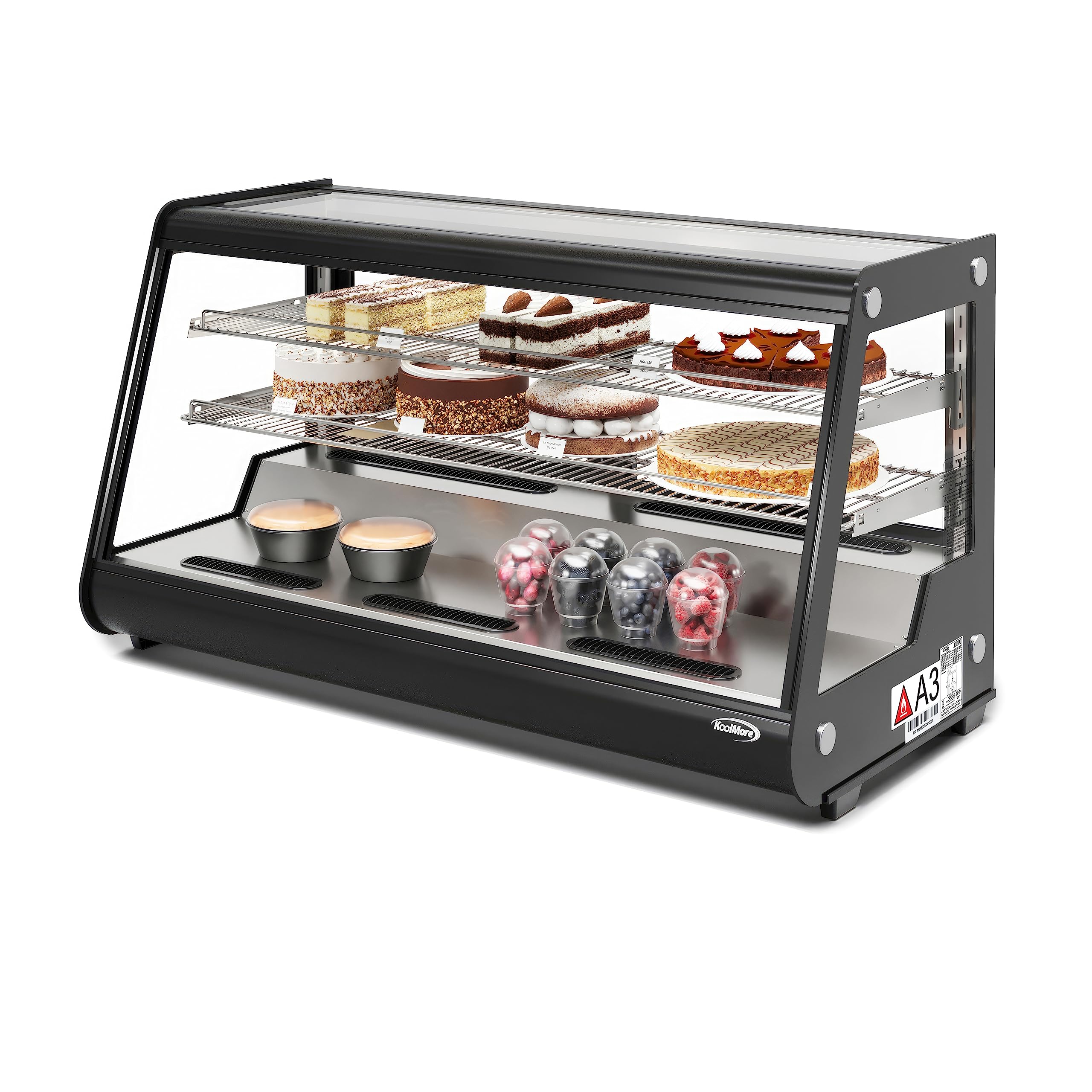 KoolMore 48 in. Refrigerated Bakery Display Case with Clear Glass Front, Sliding Rear Doors, LED Lighting, Adjustable Temperatur