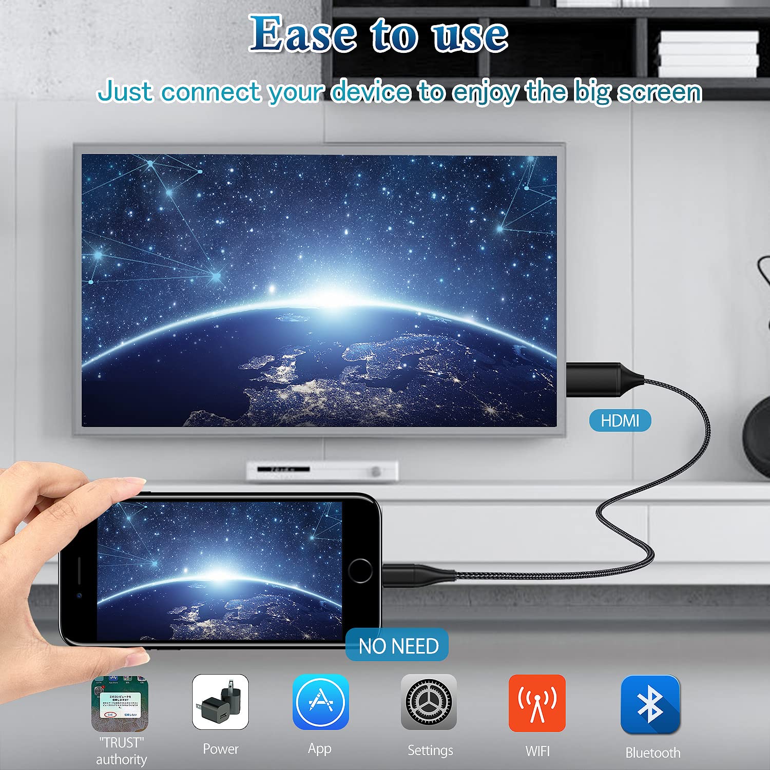 Juconu Hdmi Cable For Iphone, Upgraded 1080P Hdtv Hdmi Cable Adapter Connector, Digital Av Video Sync Screen Compatible Converte