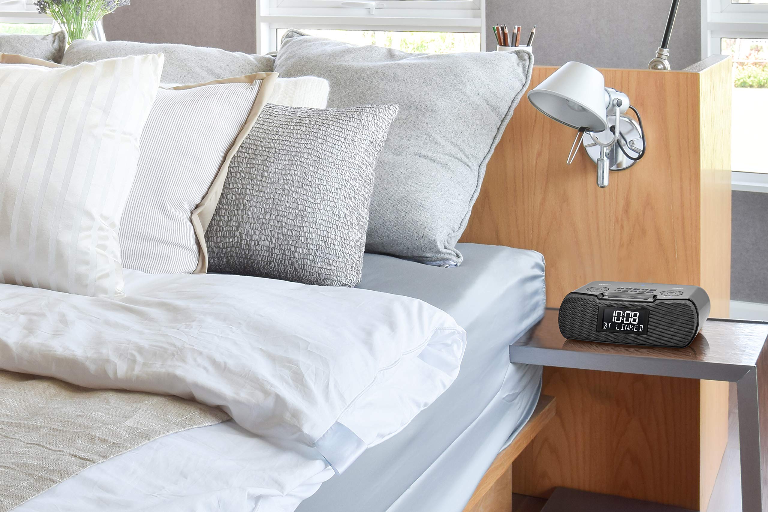 Sangean Rcr 30 Fm Rbds / Am / Bluetooth / Aux In Digital Tuning Clock Radio With Usb Phone Charging And Sound Soother, Gray