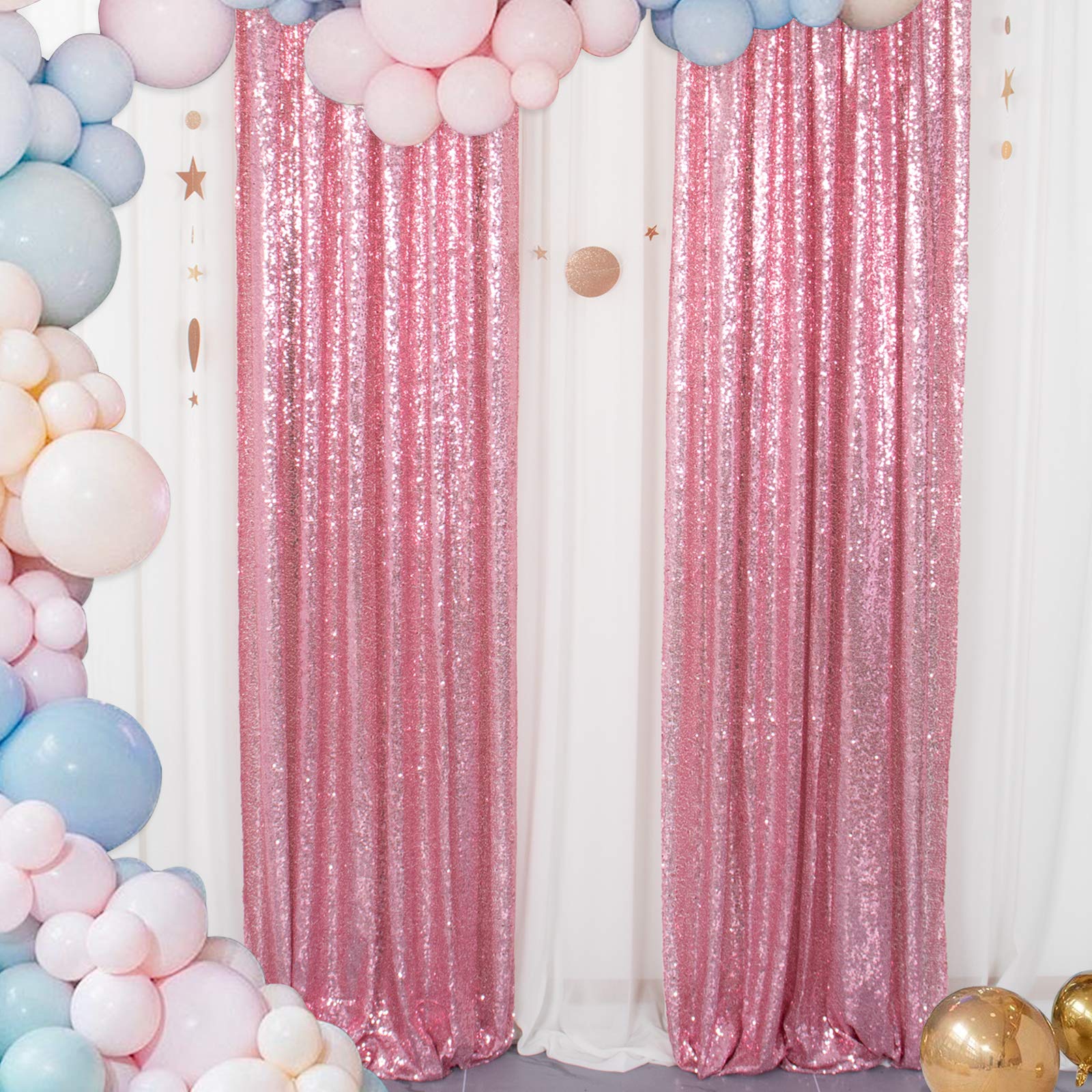 Shidianyi Sequin Curtain Backdrop 2 Panels 4Ftx6Ft Fuchsia Pink Backdrop Curtain Photo Booth Backdrop 48Inx72In  190425E