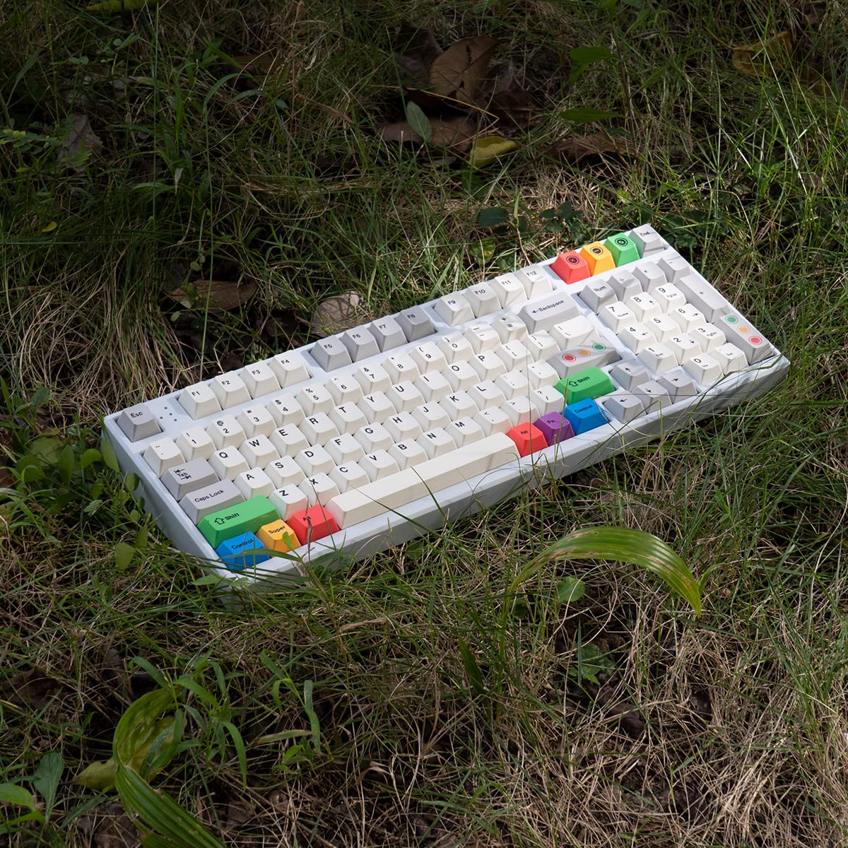 Pbt Grey Beige Keycaps Set Cherry Profile 141 Keys Custom Dye Sub Retro Keyboard Keycaps For 60% 65% 70% 100% Cherry Gateron Mx