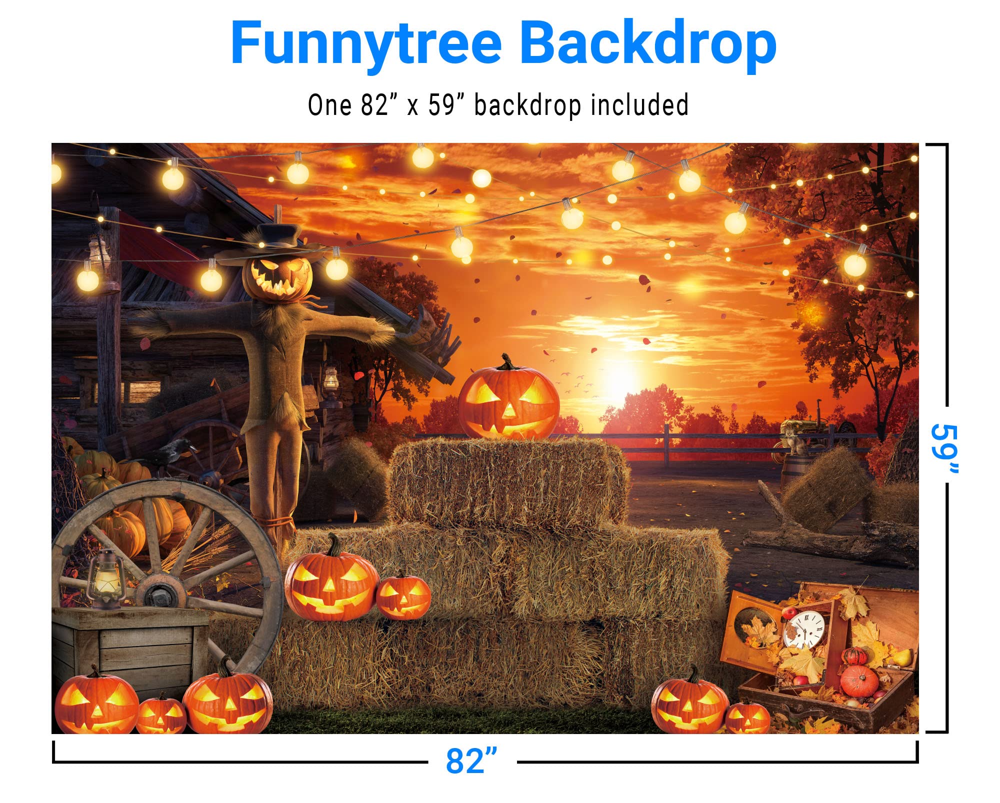 Funnytree 82'' X 59'' Halloween Photography Backdrop Hallowmas Eve Gloomy Devil Pumpkin Scarecrow Background Horrible Scary Nigh