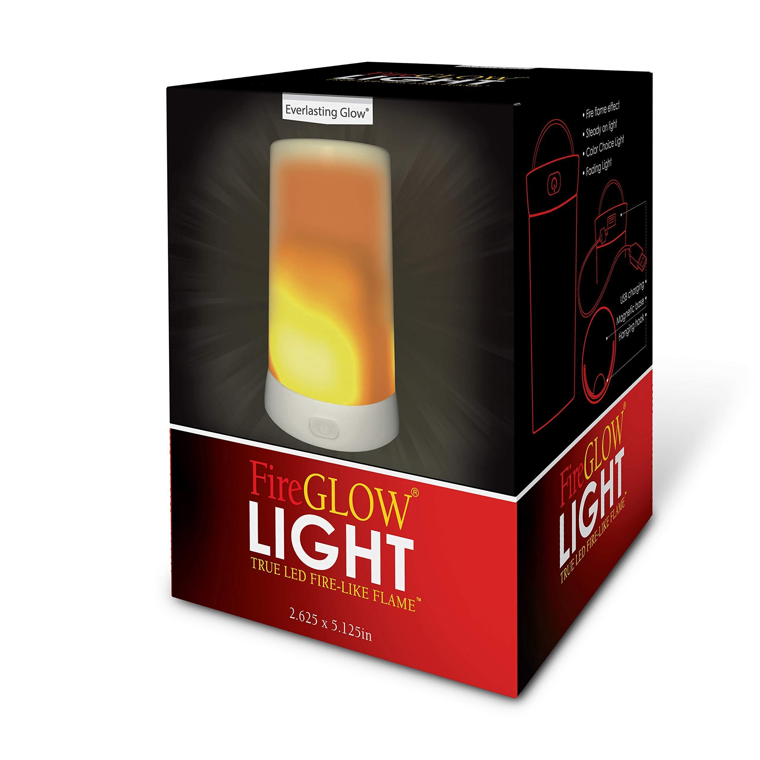 Fireglow Light True Led Fire Like Flame Lantern Usb Rechargeable Magnetic Base 3 Functions