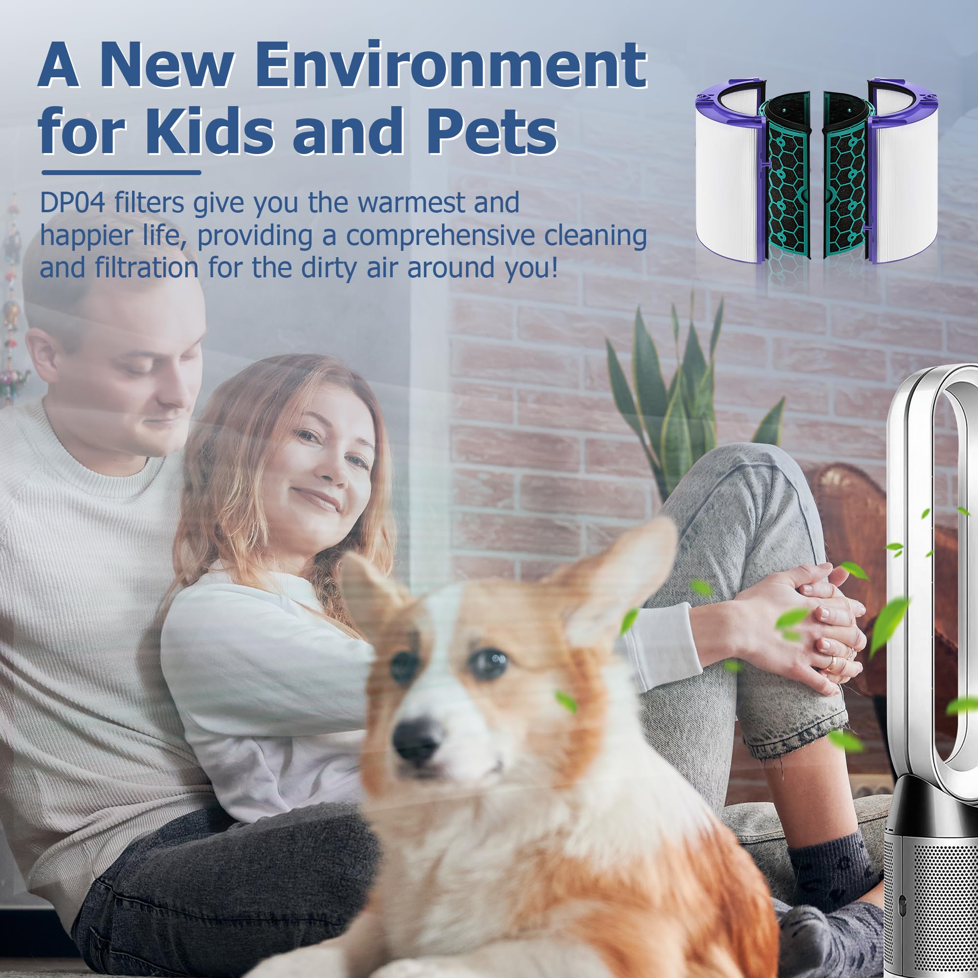 Air Purifier Filter Replacement For Dyson Pure Cool Purifying Fan Tp04 Hp04 Dp04, 2 In 1 360 Combi True Hepa And Activated Carbo