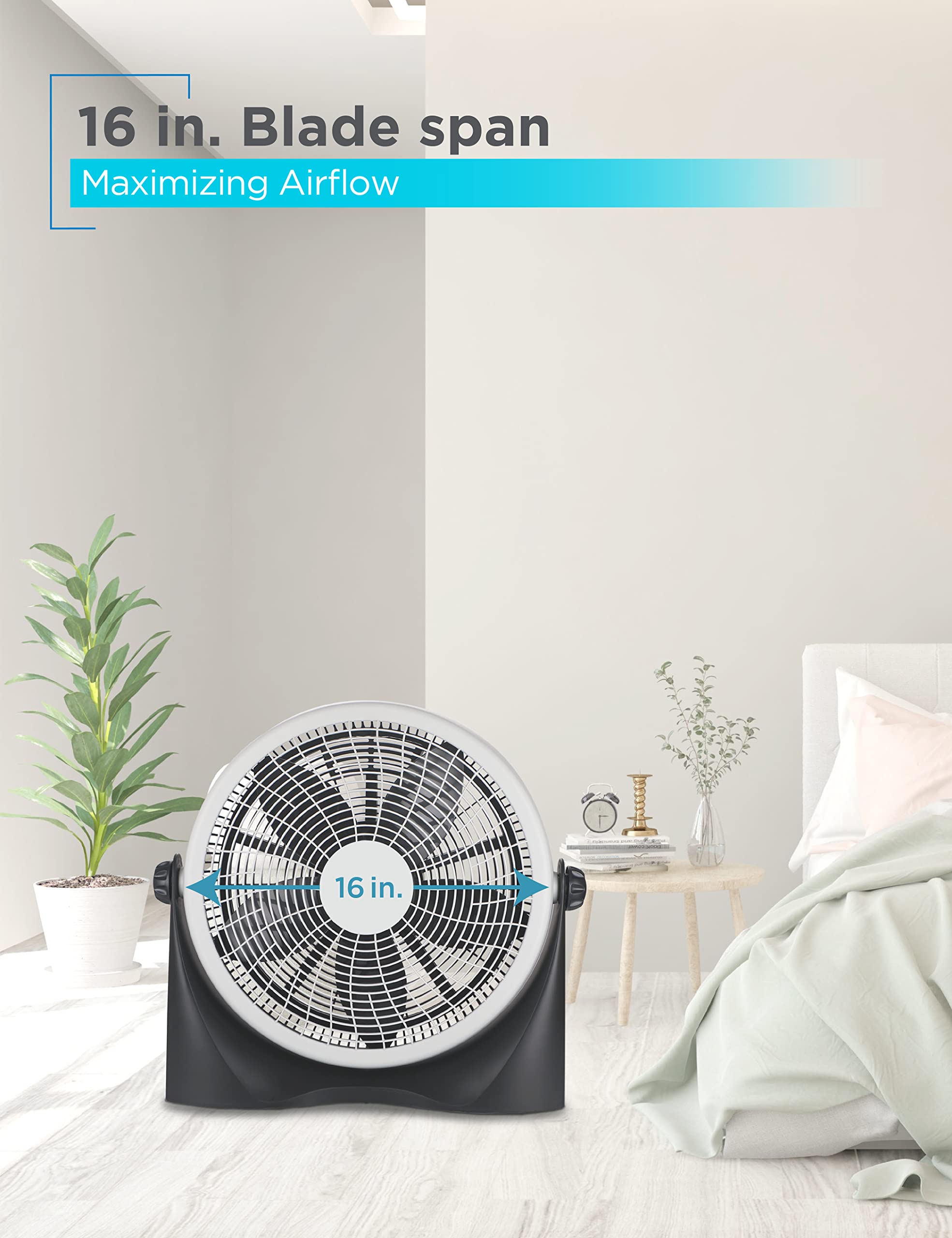Black+Decker 16 Inch High Velocity Floor Fan, Black