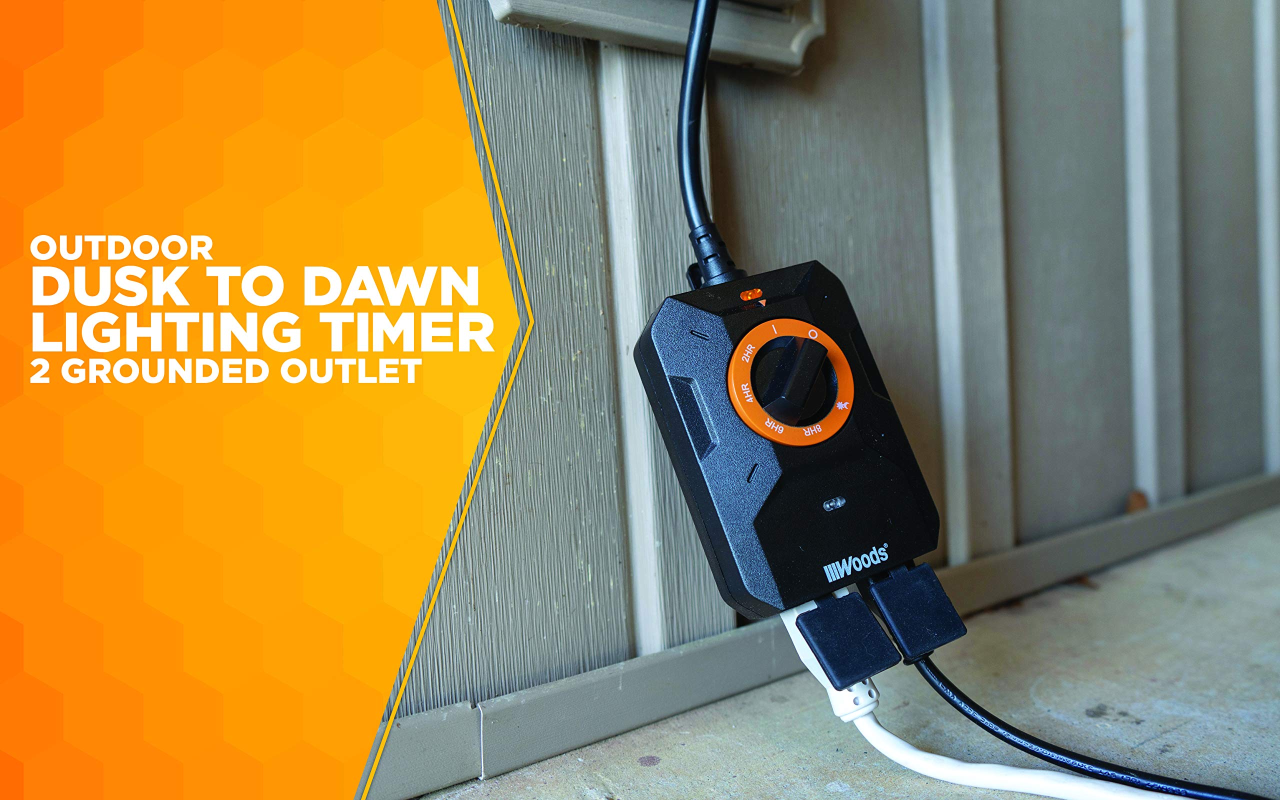 Woods 50122Wd Outdoor Dusk To Dawn Lighting Timer, 2 Grounded Outlets,