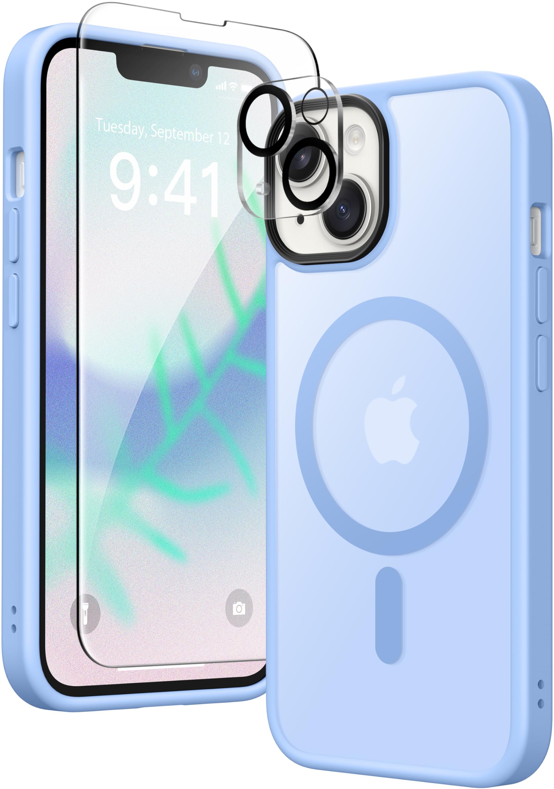 Magnetic Case For Iphone 13 6.1'',Compatible With Magsafe,[2 Screen Protector & 2 Camera Cover][Anti Fingerprint]Slim Translucen