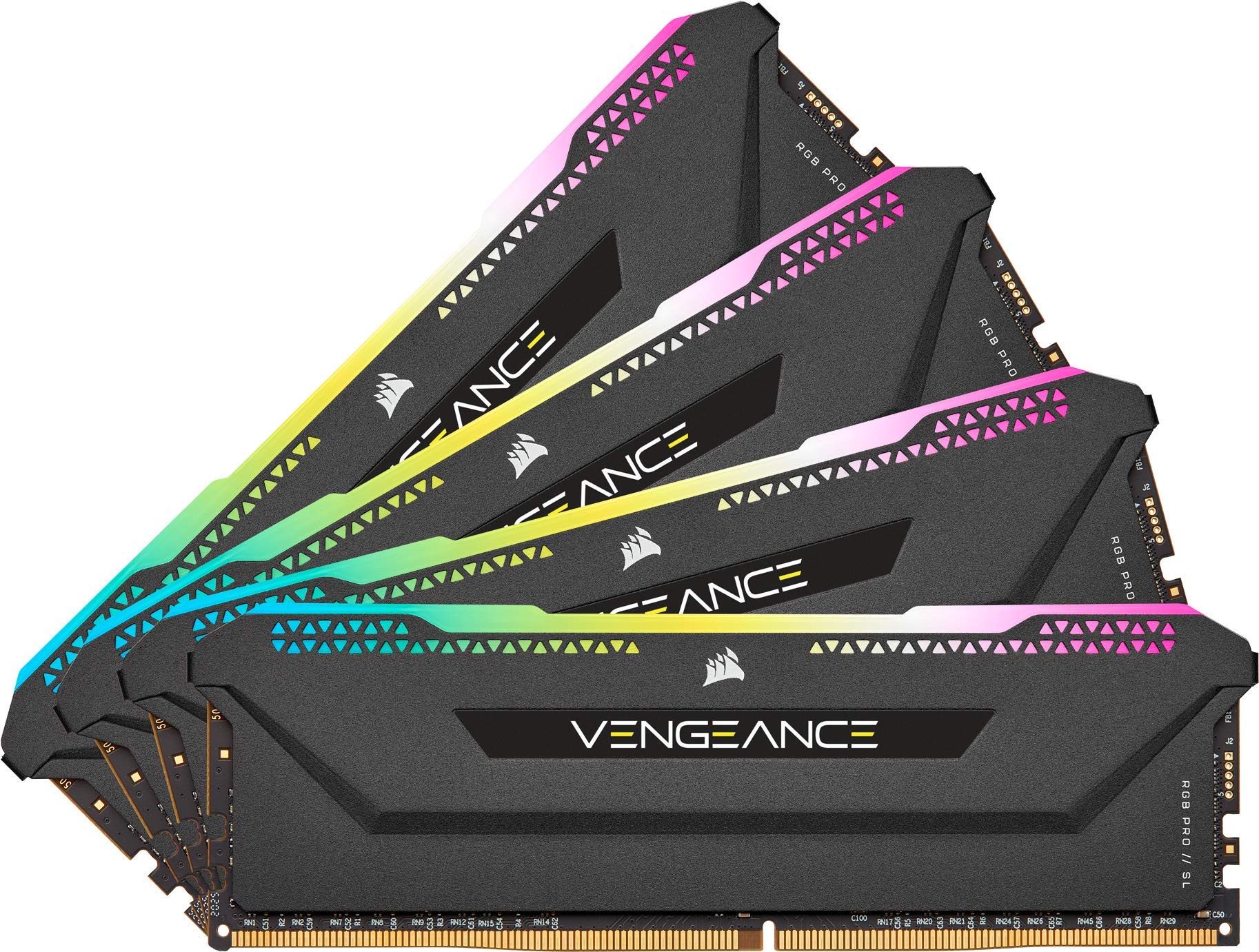 Corsair Vengeance RGB Pro SL 128GB (4x32GB) DDR4 3200 (PC425600) C16 1.35V Desktop Memory  Black (CMH128GX4M4E3200C16)